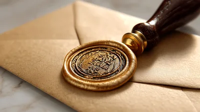 Wax Seal Stamp On A Vintage Paper Envelope