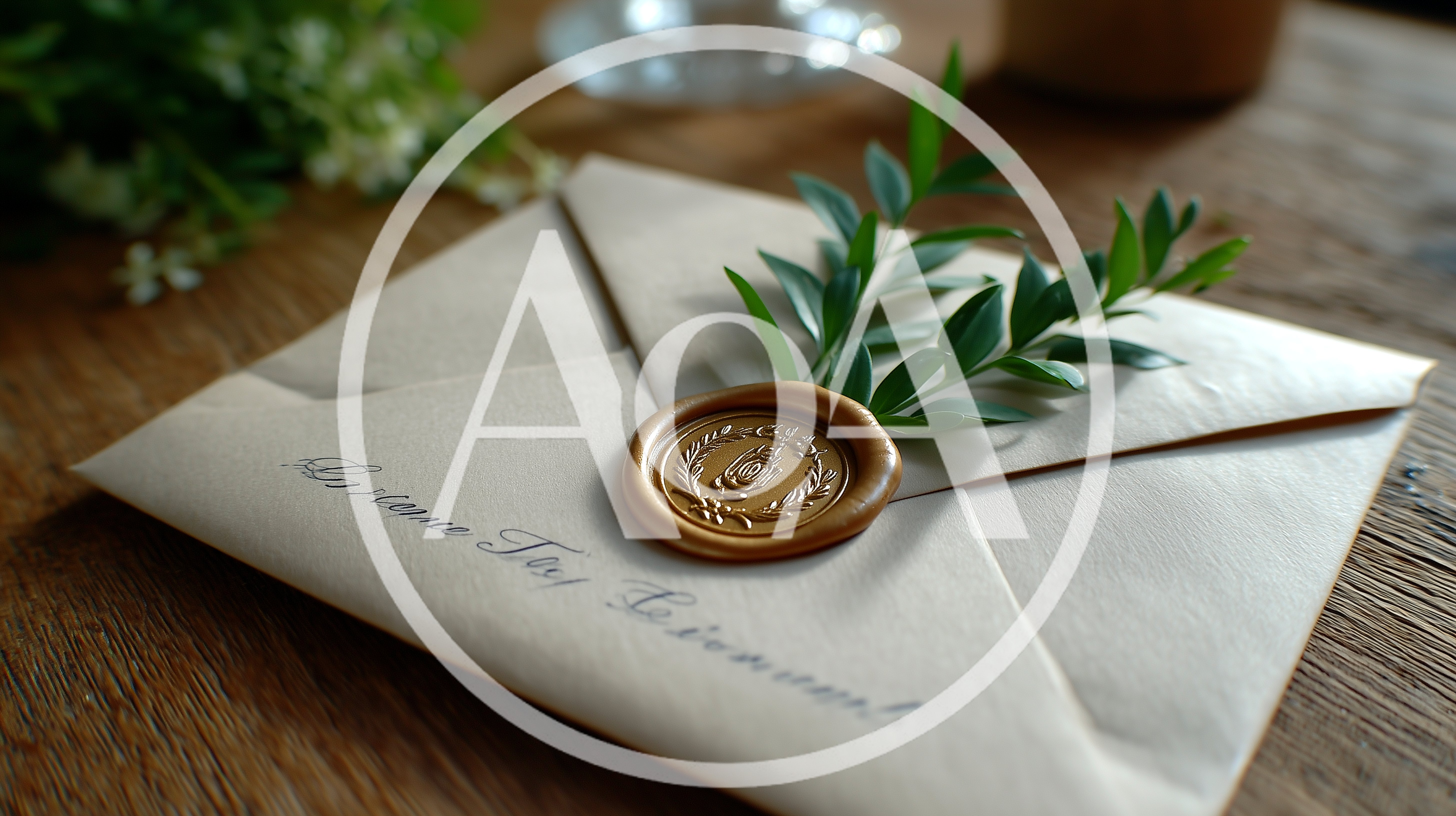 Elegant Wax Sealed Envelope With Greenery Sprig