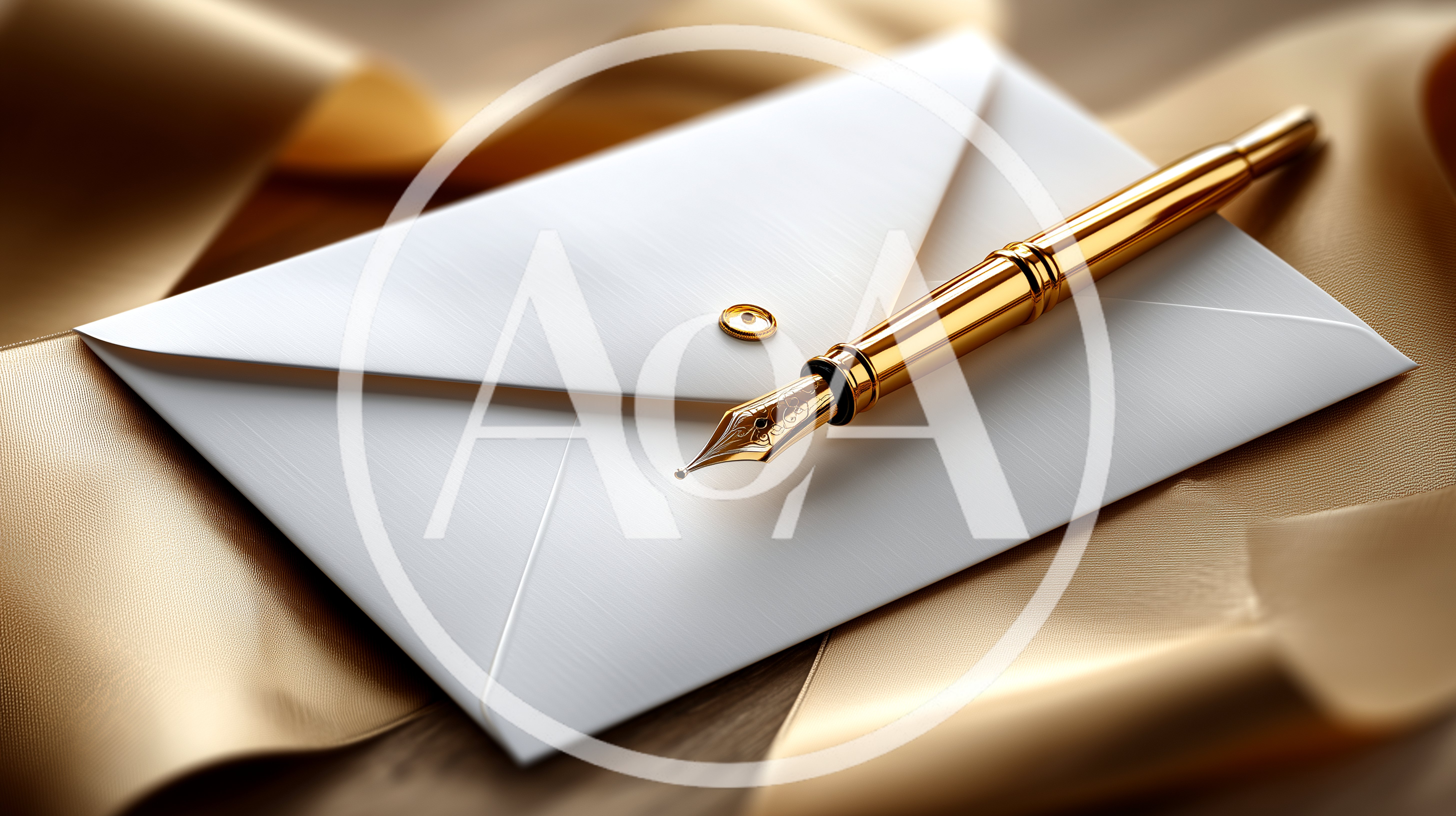 Gold Fountain Pen Resting On A White Envelope