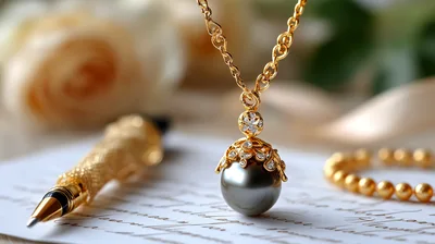 Elegant Pearl Pendant Necklace With Gold Chain