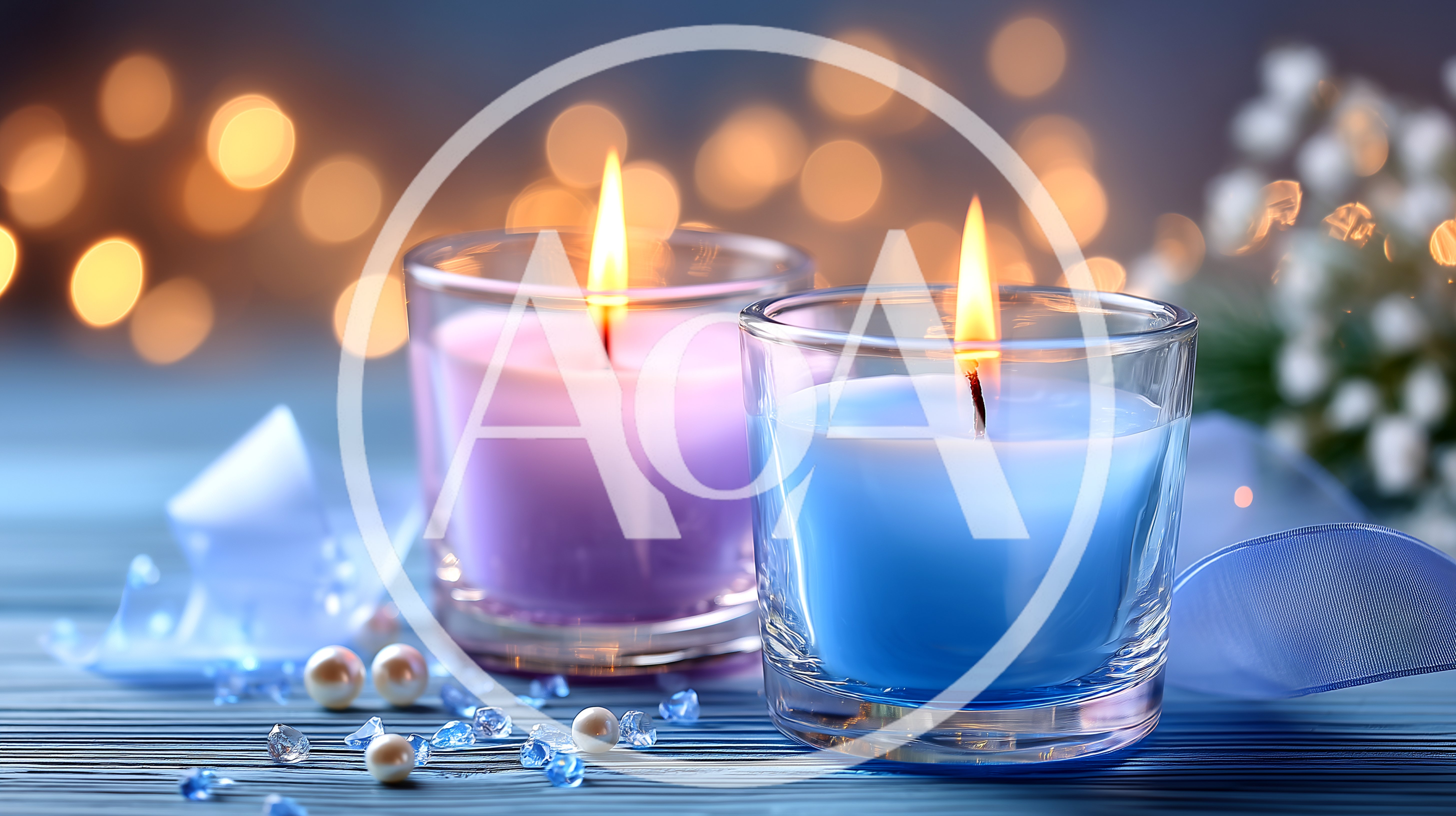 Two Scented Candles Burning In Glass Holders