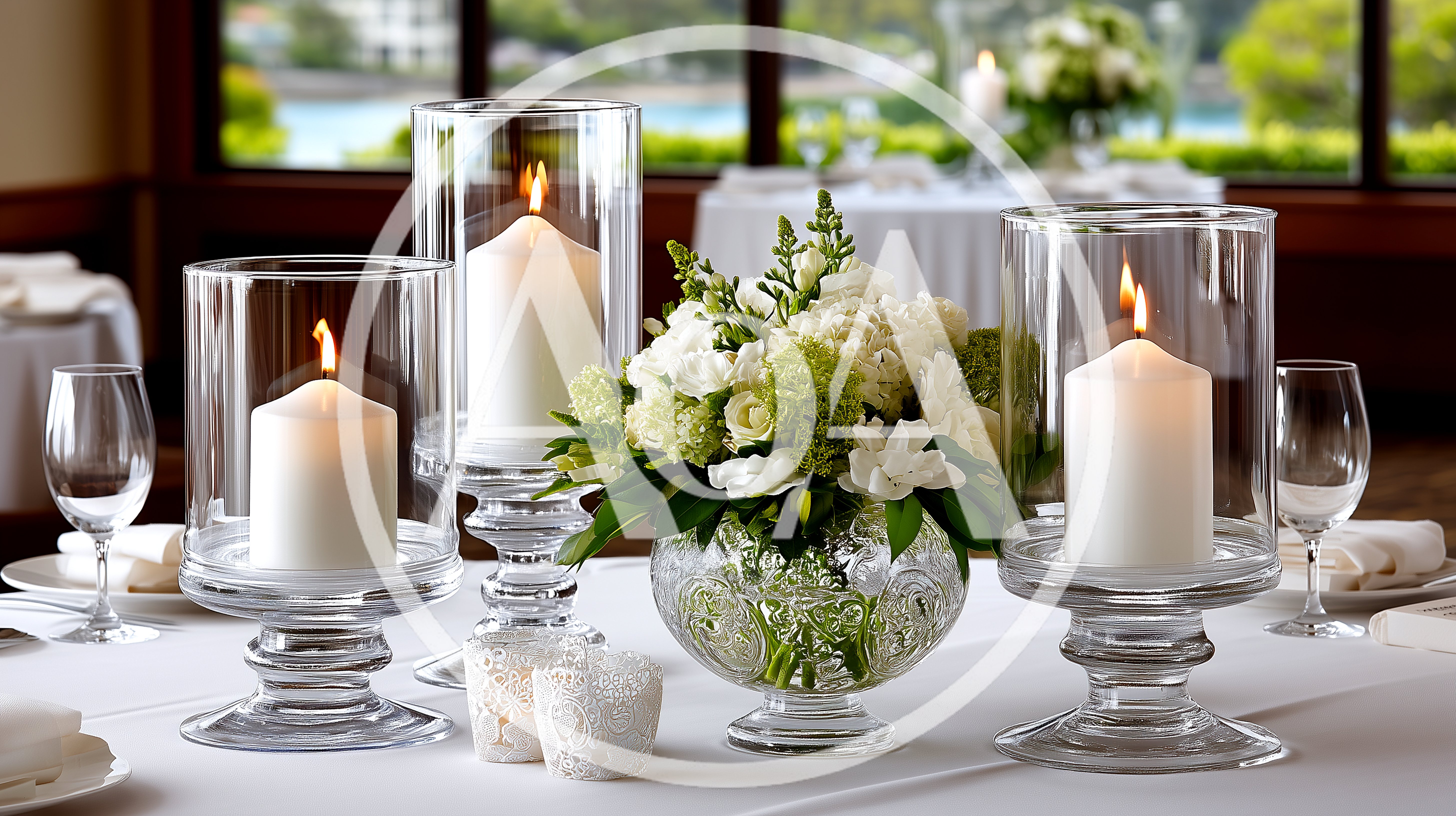 Elegant Table Centerpiece With Candles And Flowers