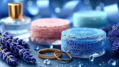 Wedding Rings With Lavender And Decorative Gift Boxes
