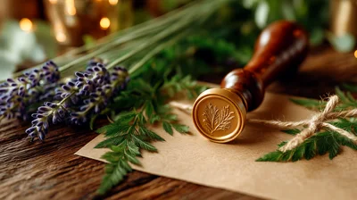 Wax Seal Stamp With Lavender And Fern