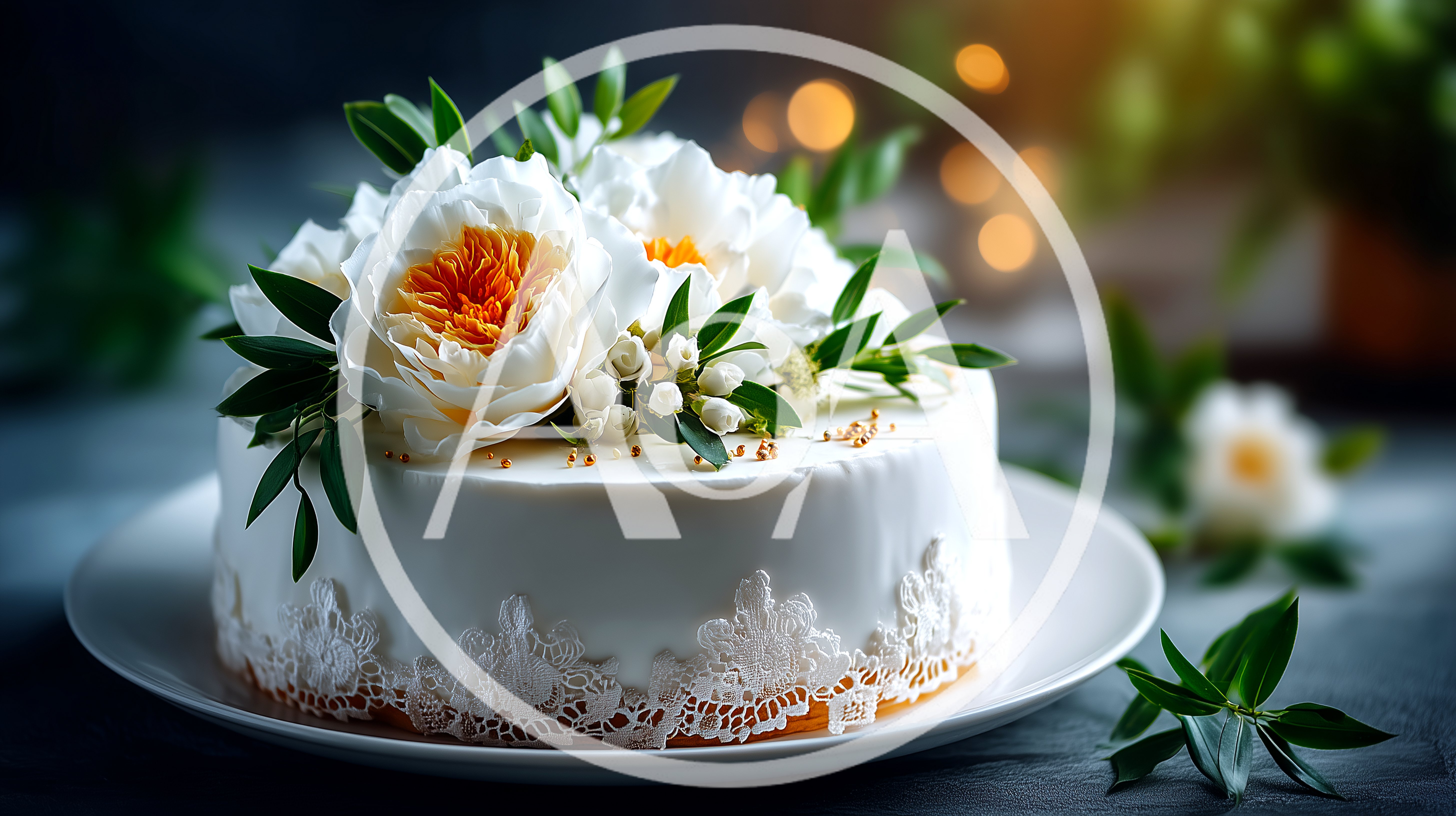 Elegant White Wedding Cake With Floral Decorations