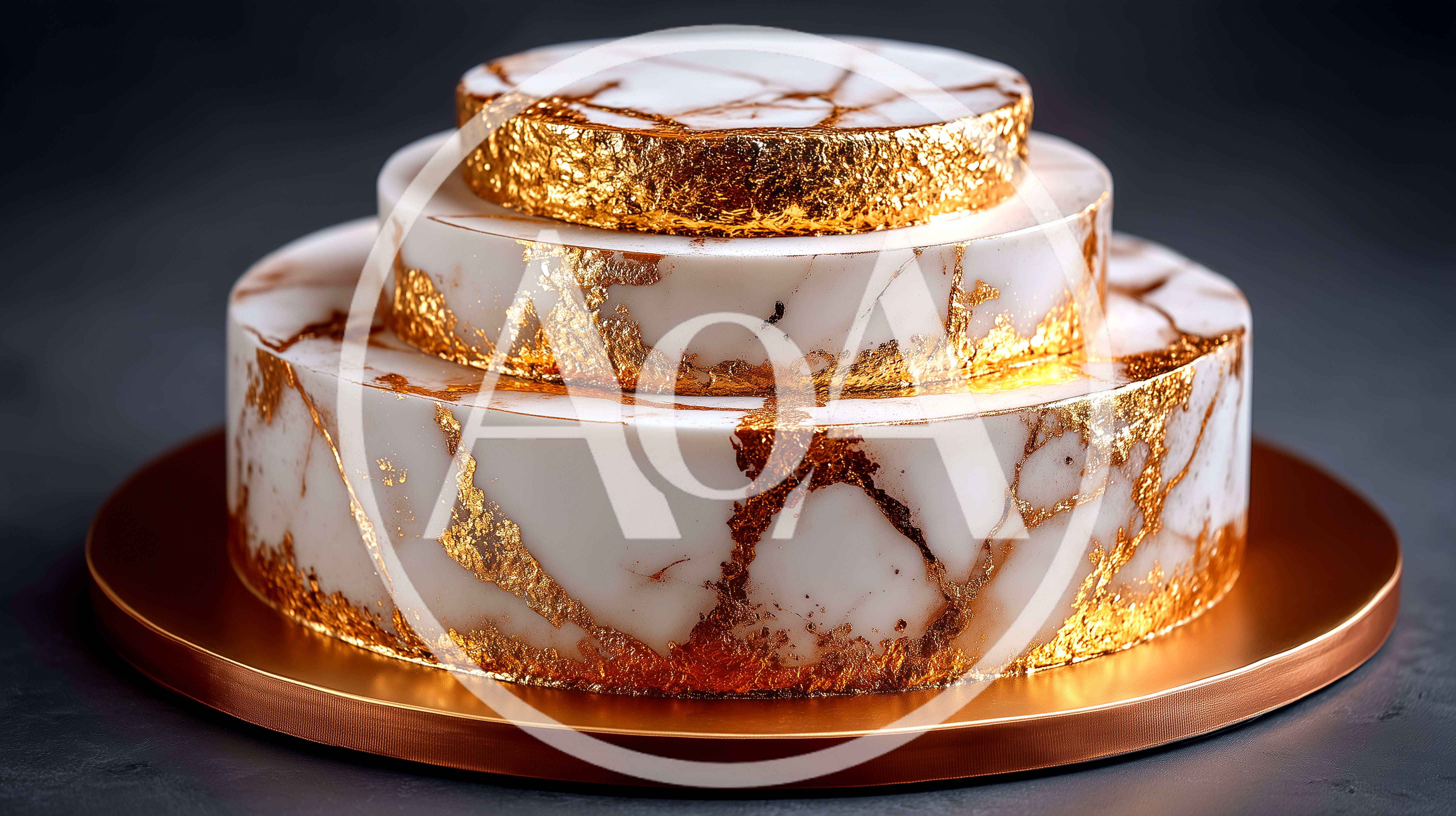 Two Tier Marble Cake With Gold Leaf Accents