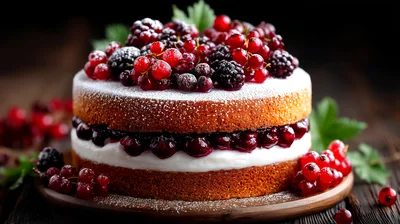 Delicious Sponge Cake Topped With Fresh Berries