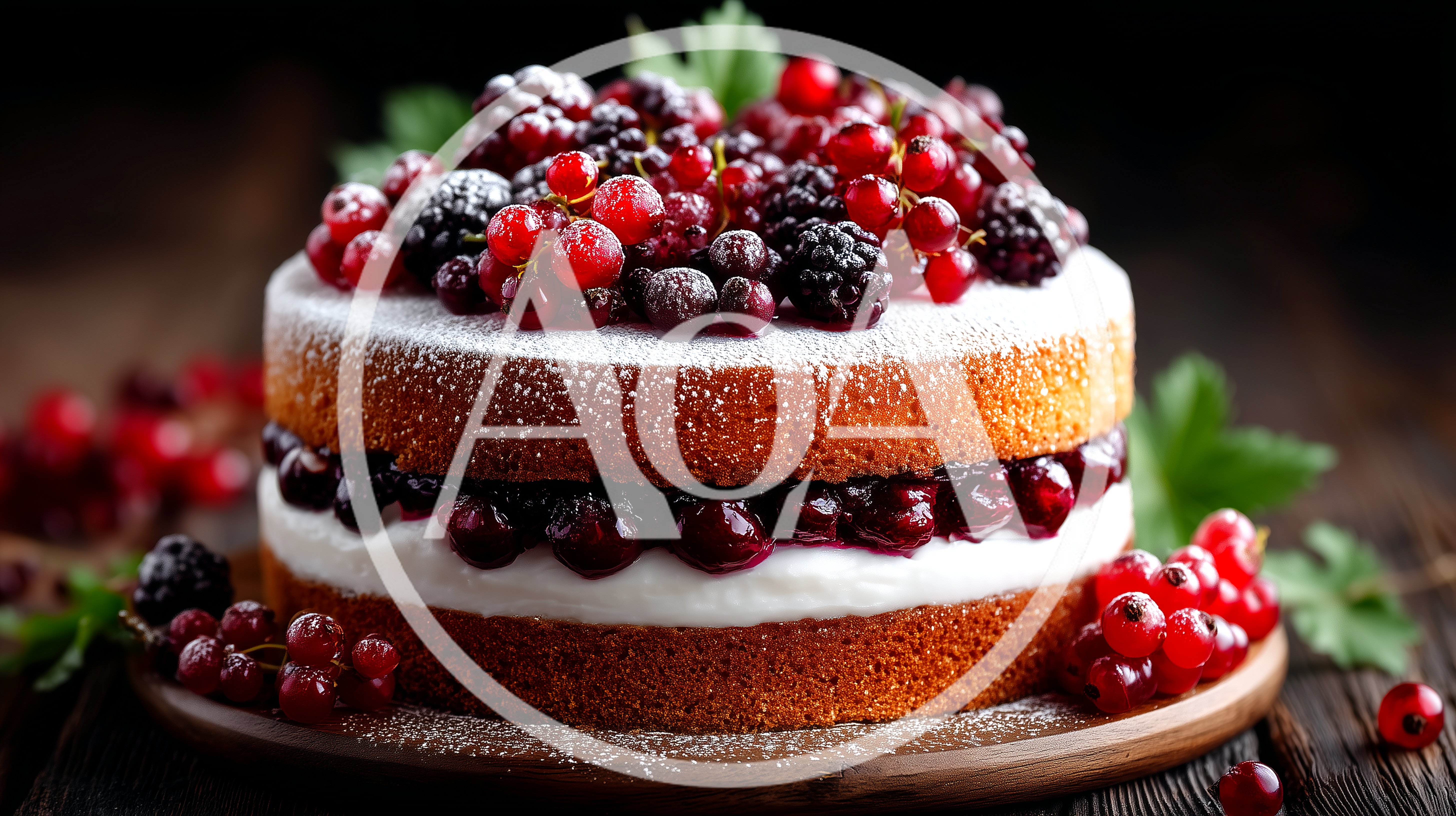 Delicious Sponge Cake Topped With Fresh Berries