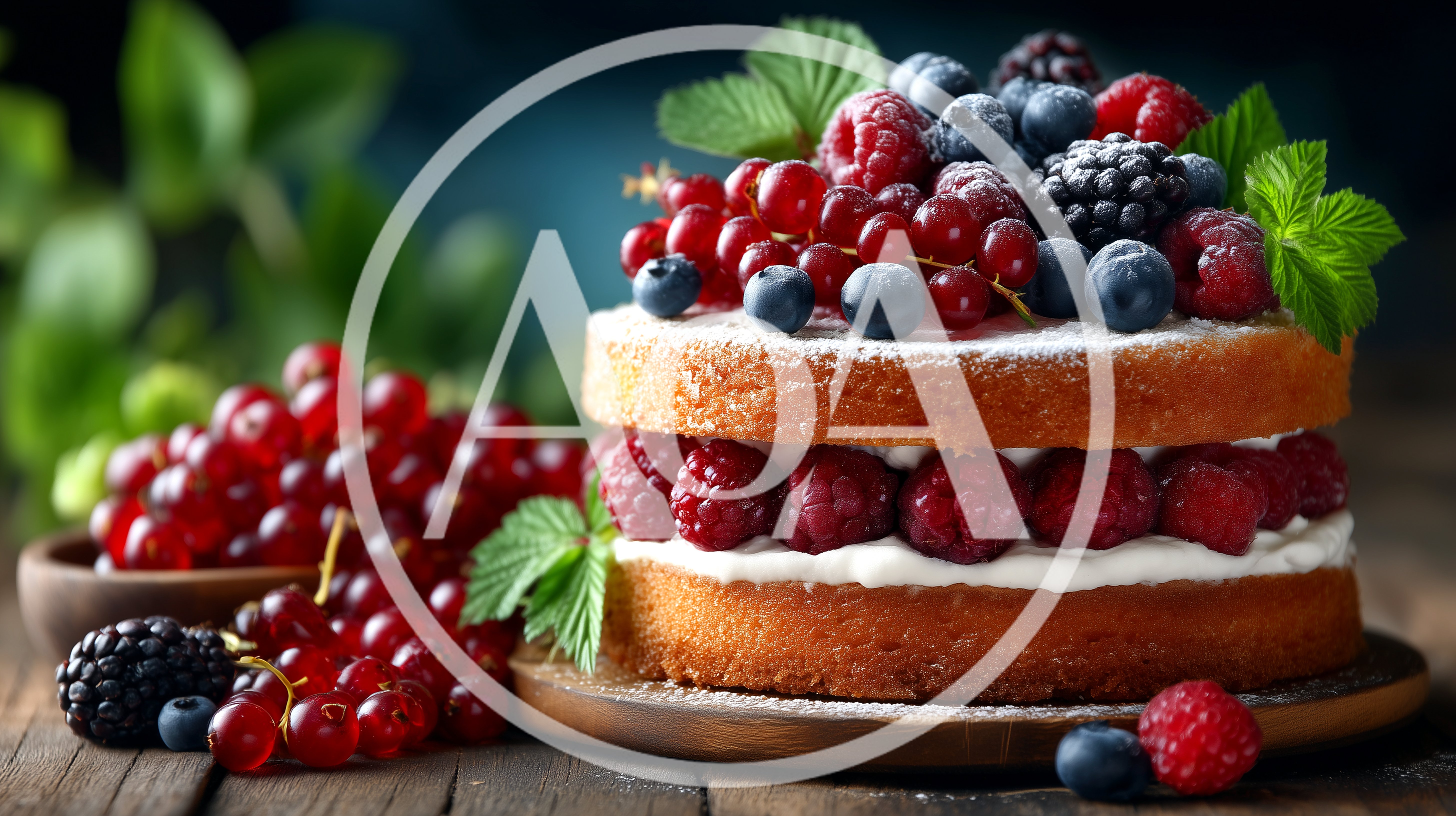 Fresh Berry Layer Cake With Red Currants And Raspberries