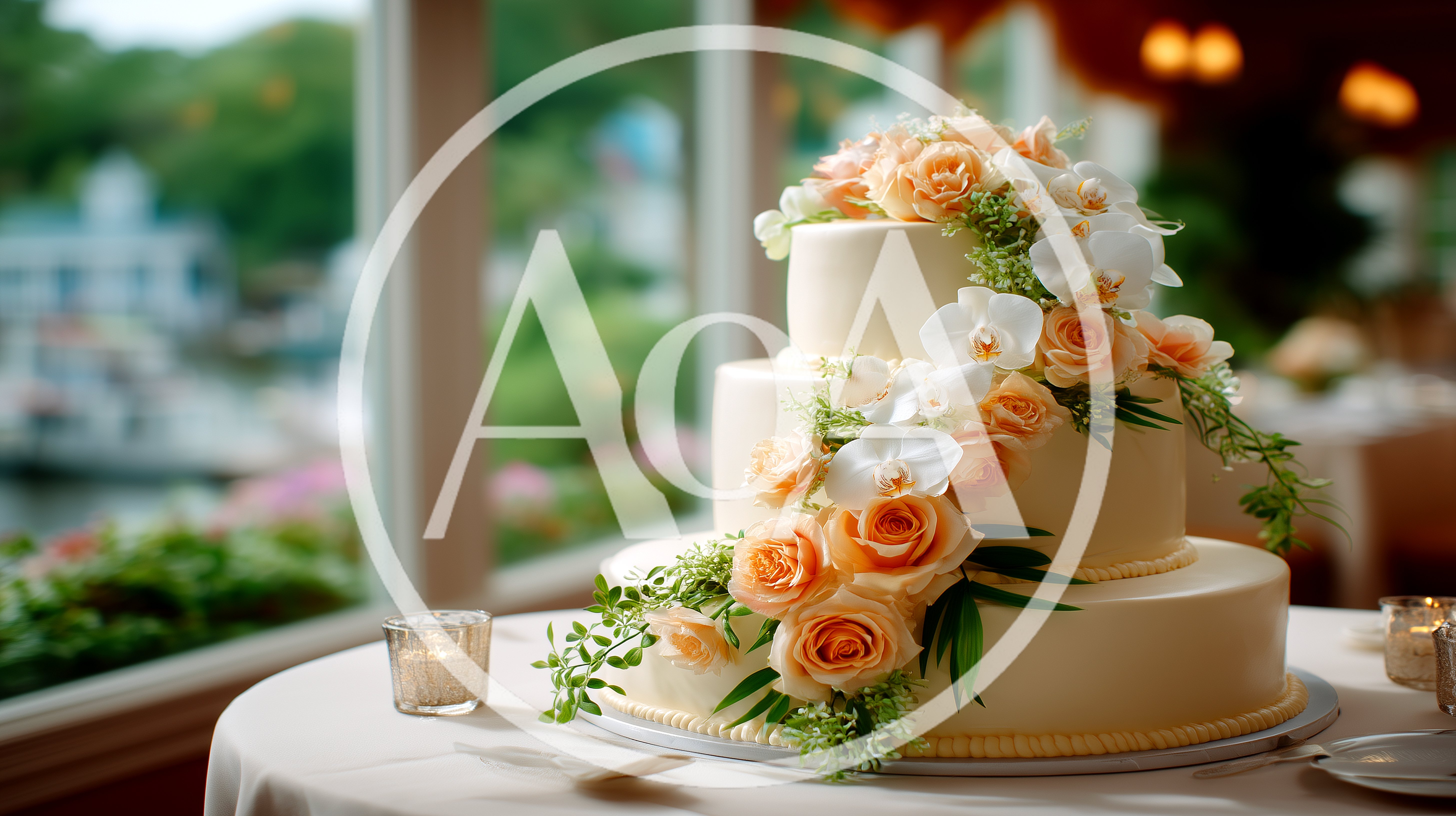 Three Tier Wedding Cake With Floral Decorations