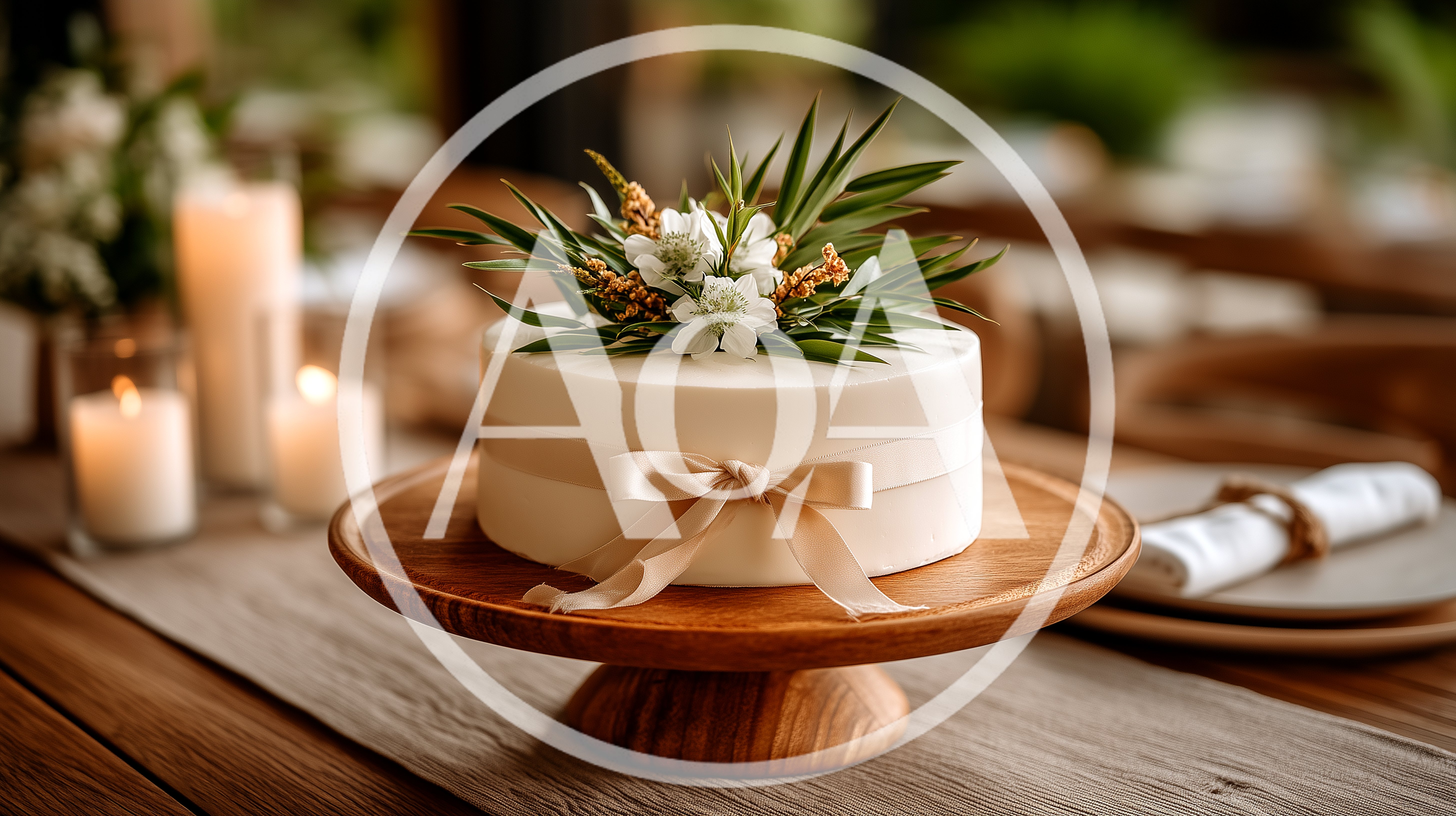 Elegant Wedding Cake On Wooden Stand