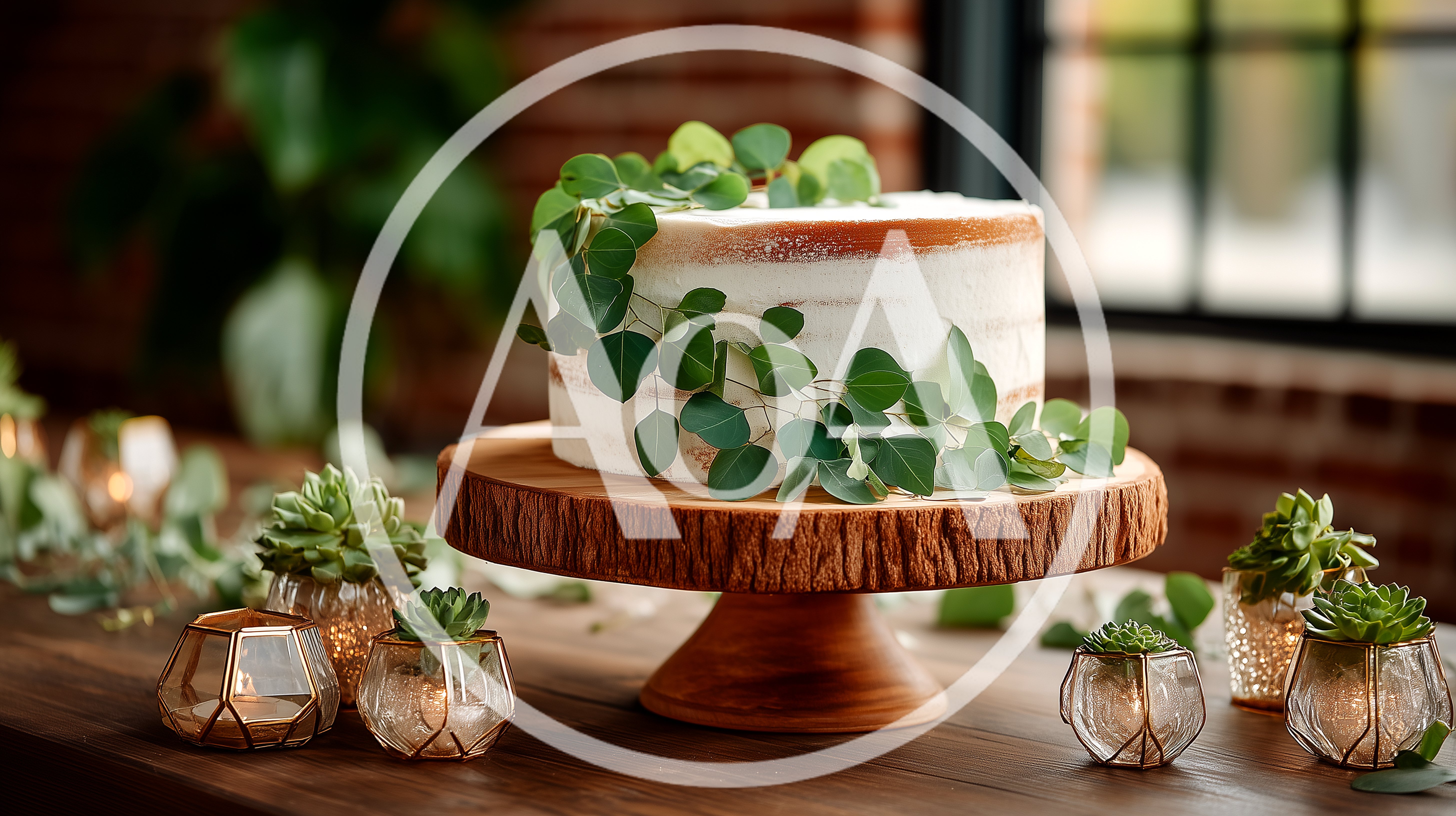 Rustic Wedding Cake Decorated With Eucalyptus Leaves