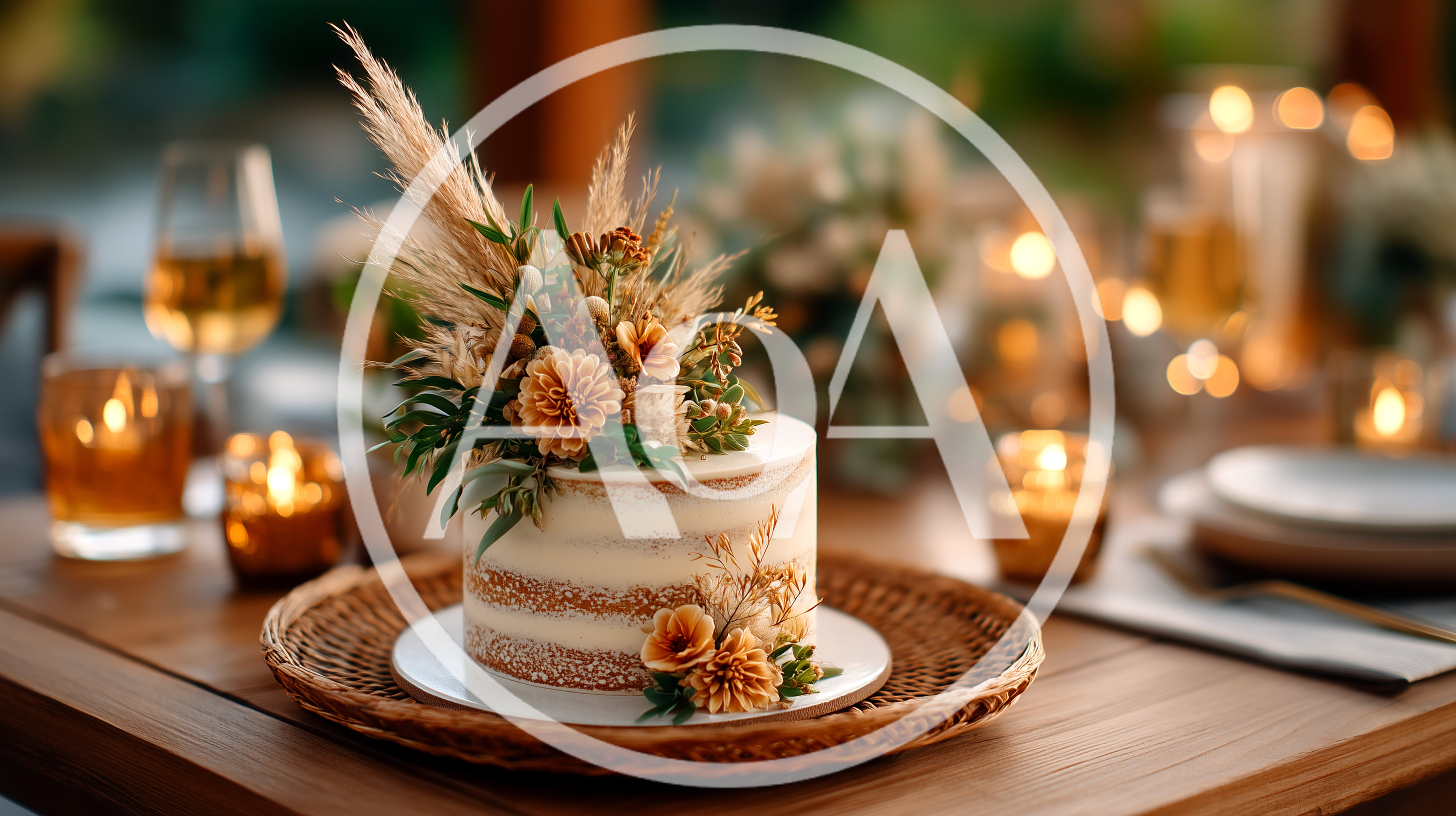 Rustic Naked Wedding Cake With Floral Topper