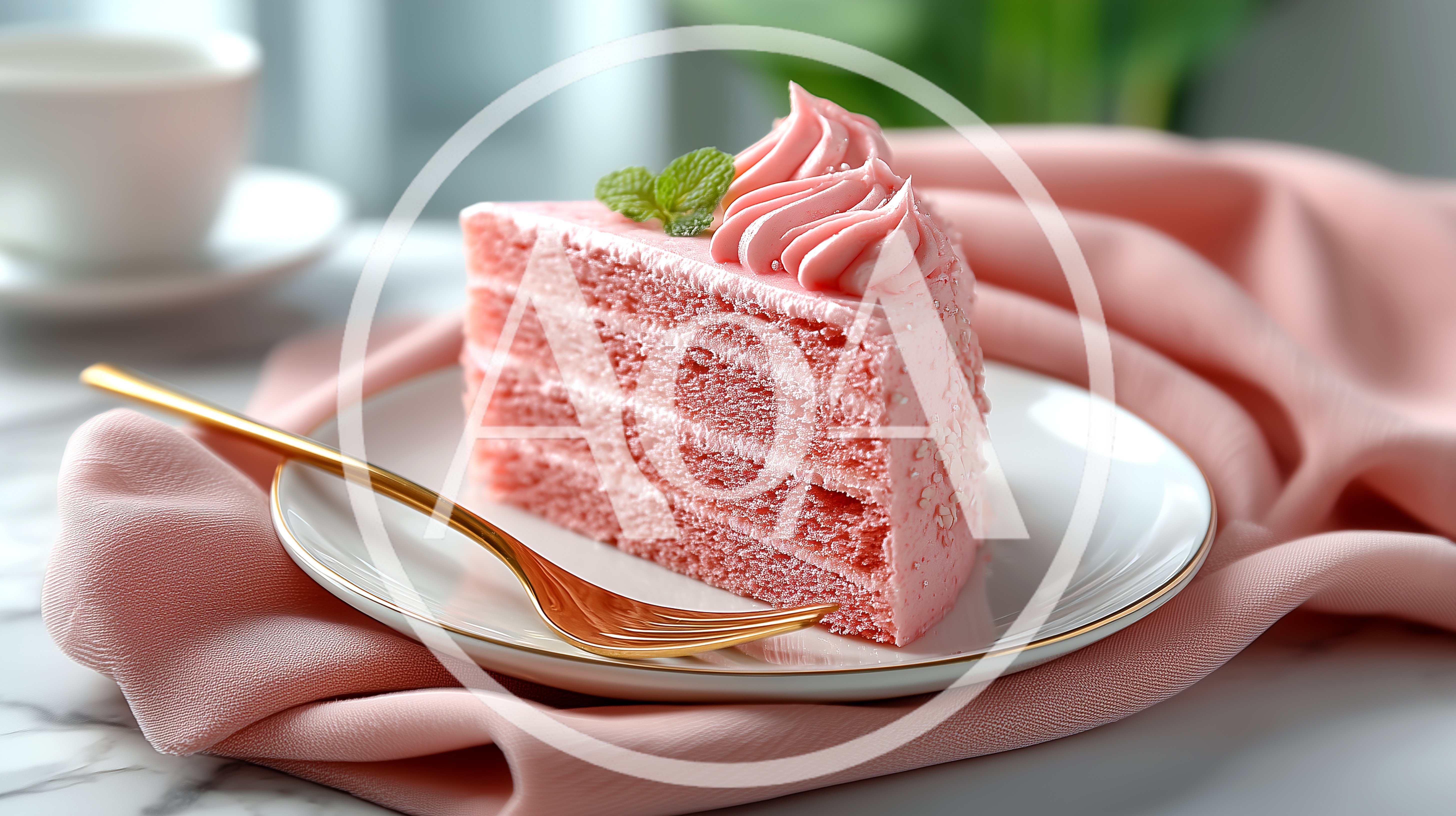 Slice Of Pink Layer Cake On A Plate