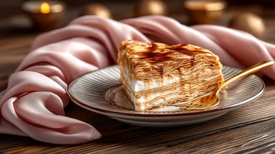 Slice Of Mille Feuille Pastry On A Plate