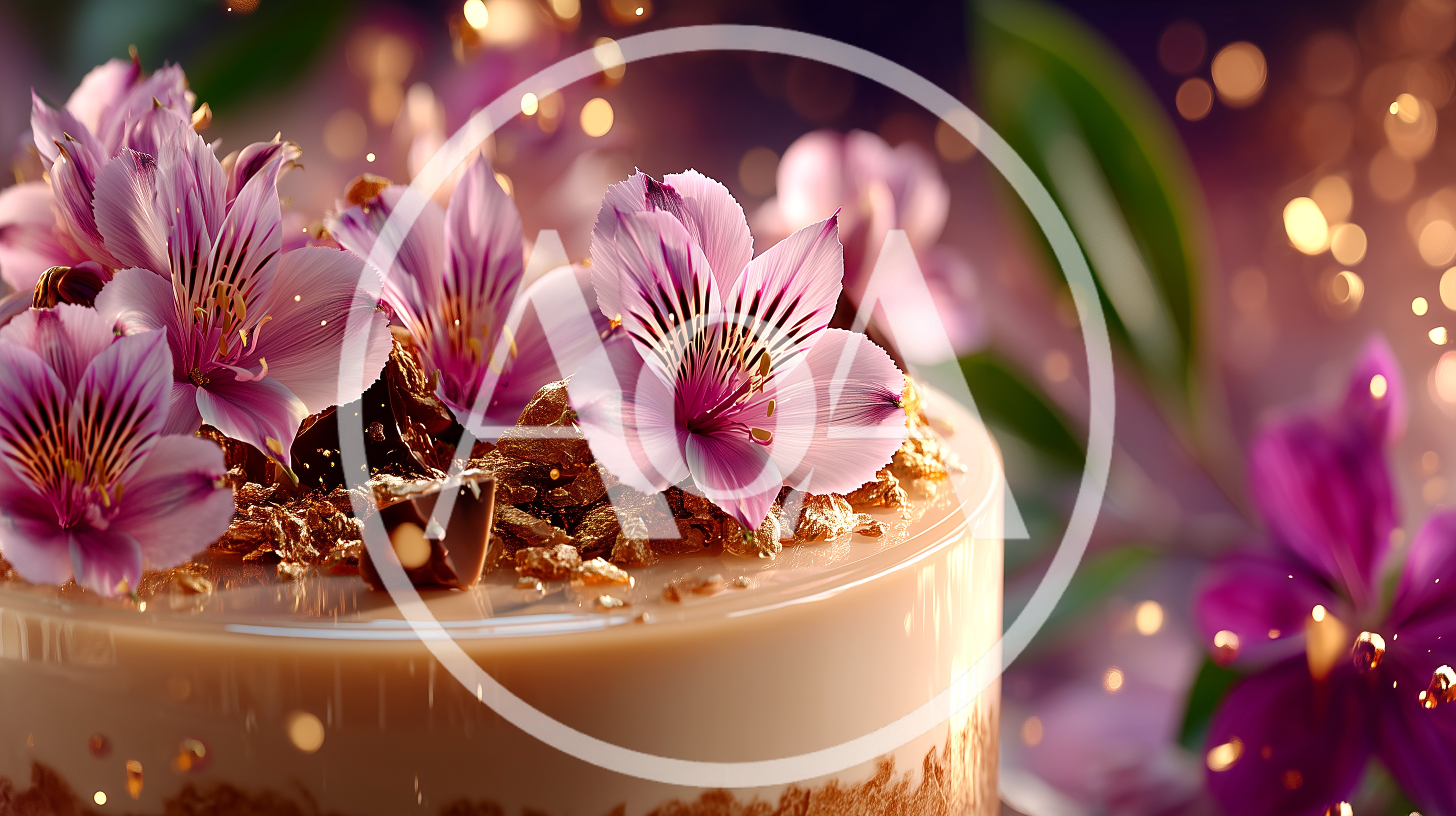 Elegant Cake Decorated With Fresh Purple Flowers