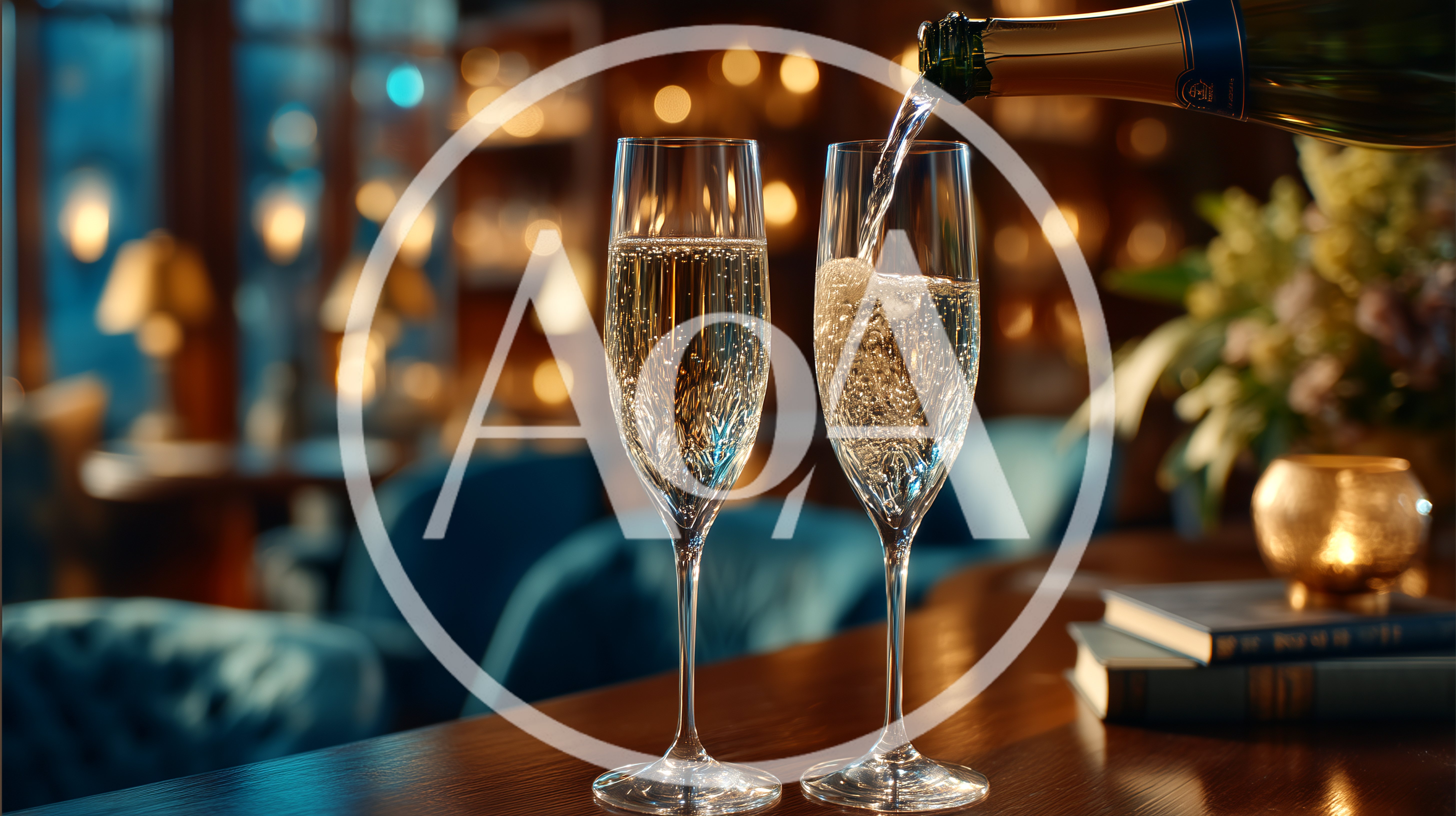 Champagne Being Poured Into Flute Glasses