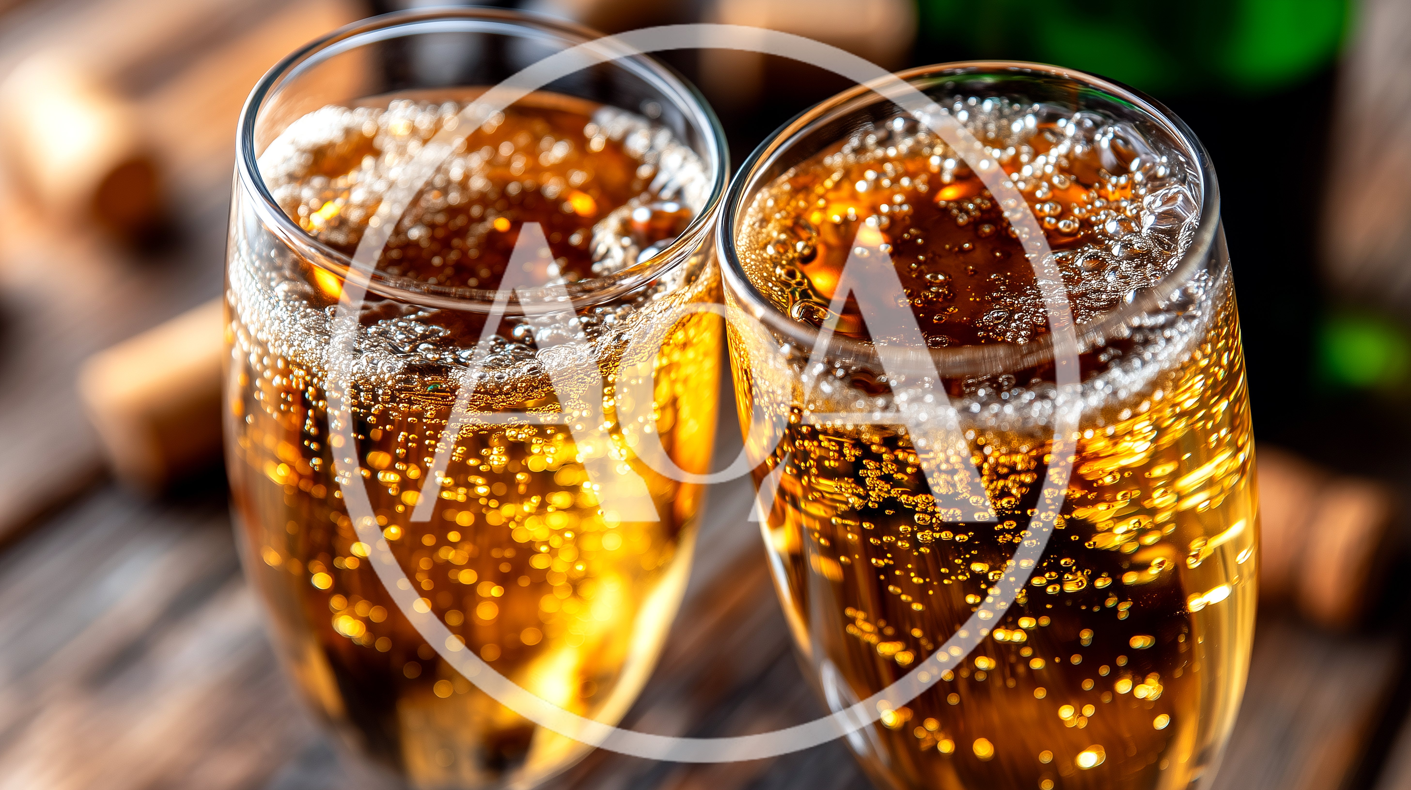 Two Glasses Of Sparkling Champagne Toasting