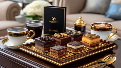 Luxury Afternoon Tea Service With Gourmet Chocolate Desserts