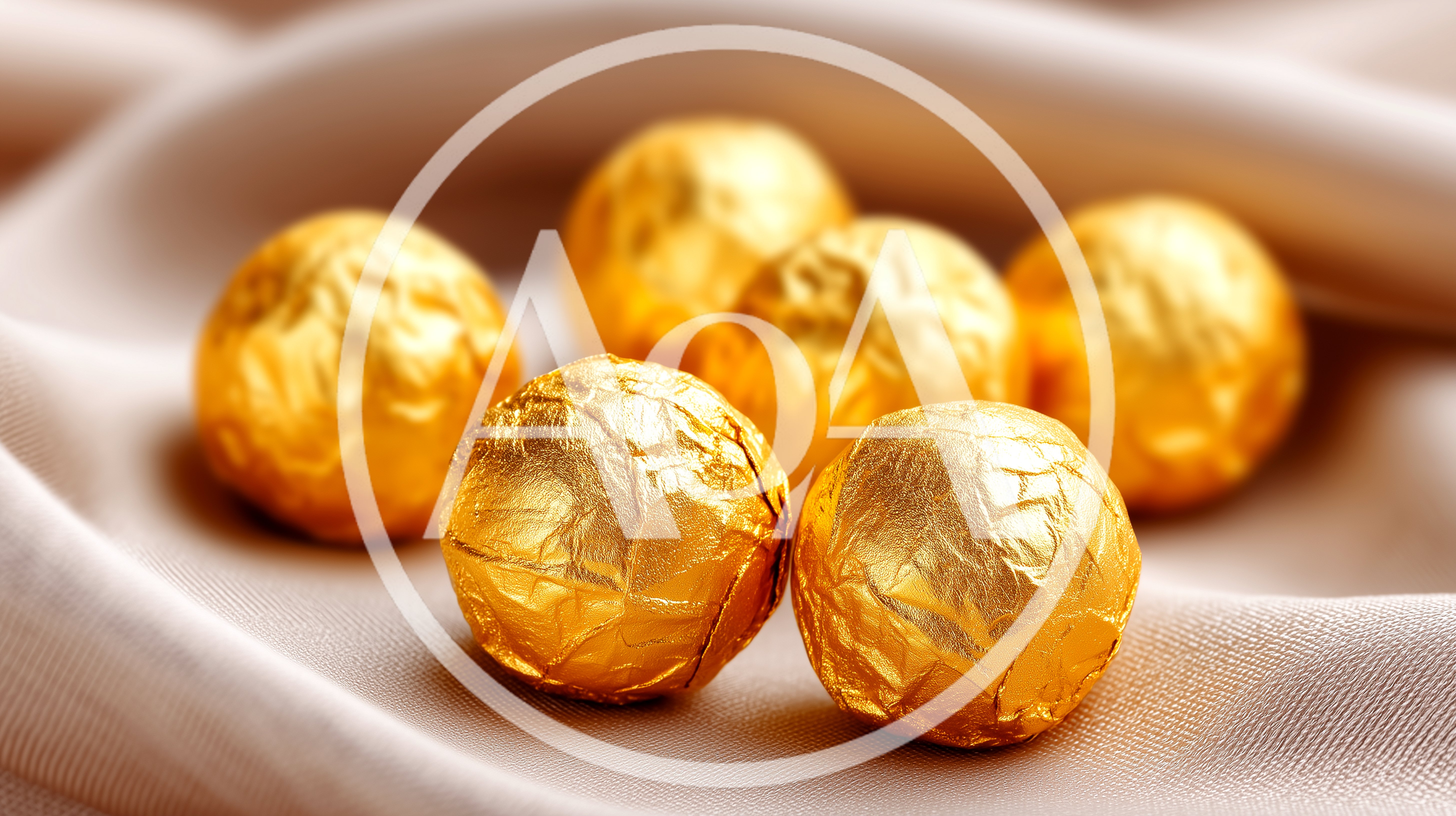 Golden Chocolate Truffles Wrapped In Foil