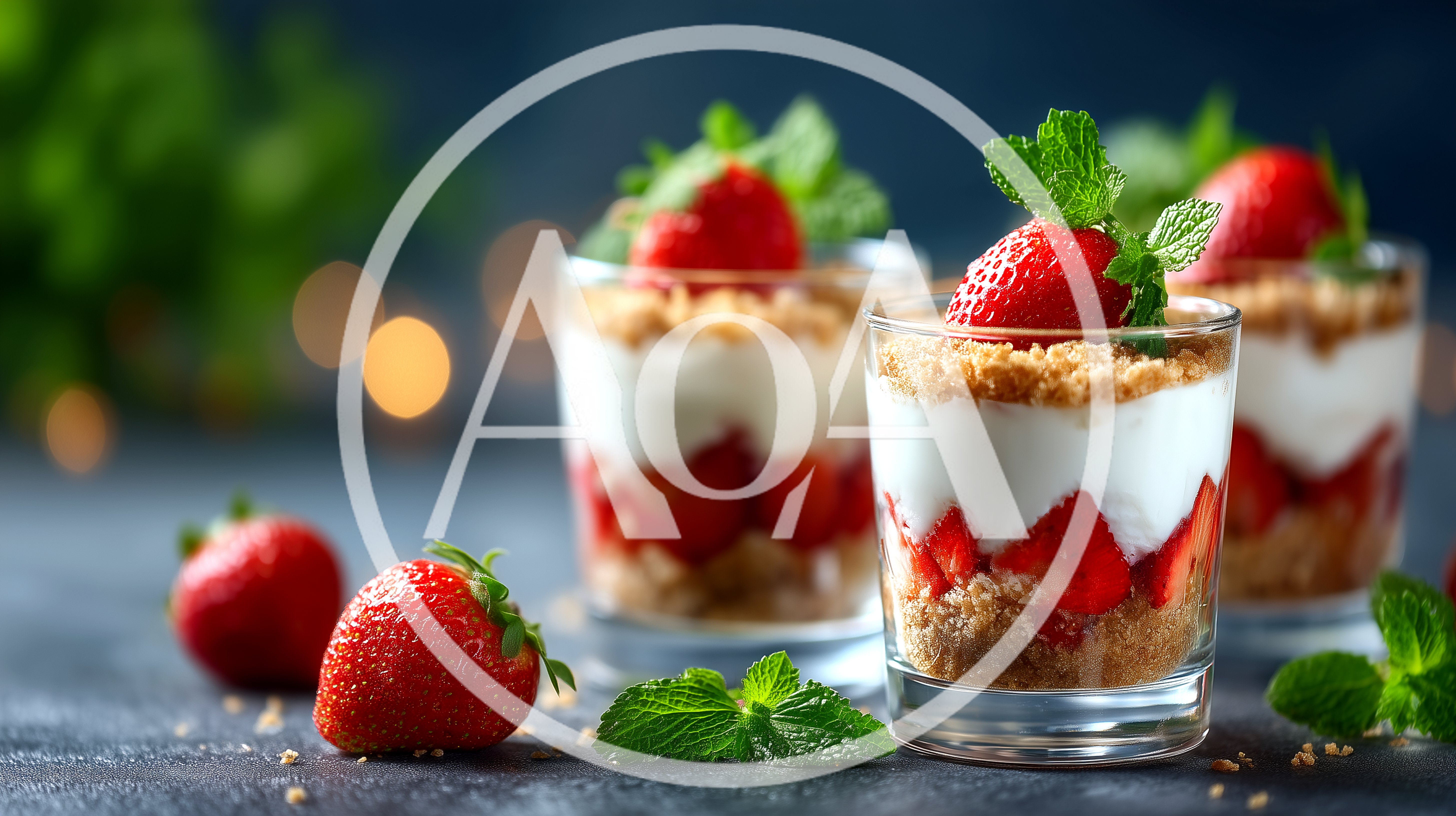 Strawberry Parfait Desserts In Glass Cups