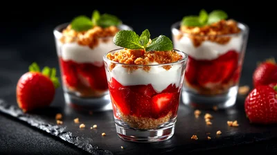 Strawberry Cheesecake Parfaits In Glass Cups