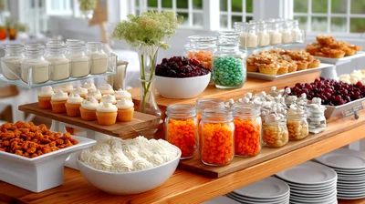 Elegant Dessert Buffet Table With Assorted Sweets
