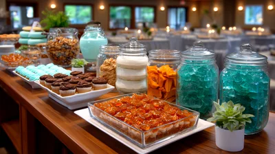 Candy Buffet Table With Assorted Sweets And Treats