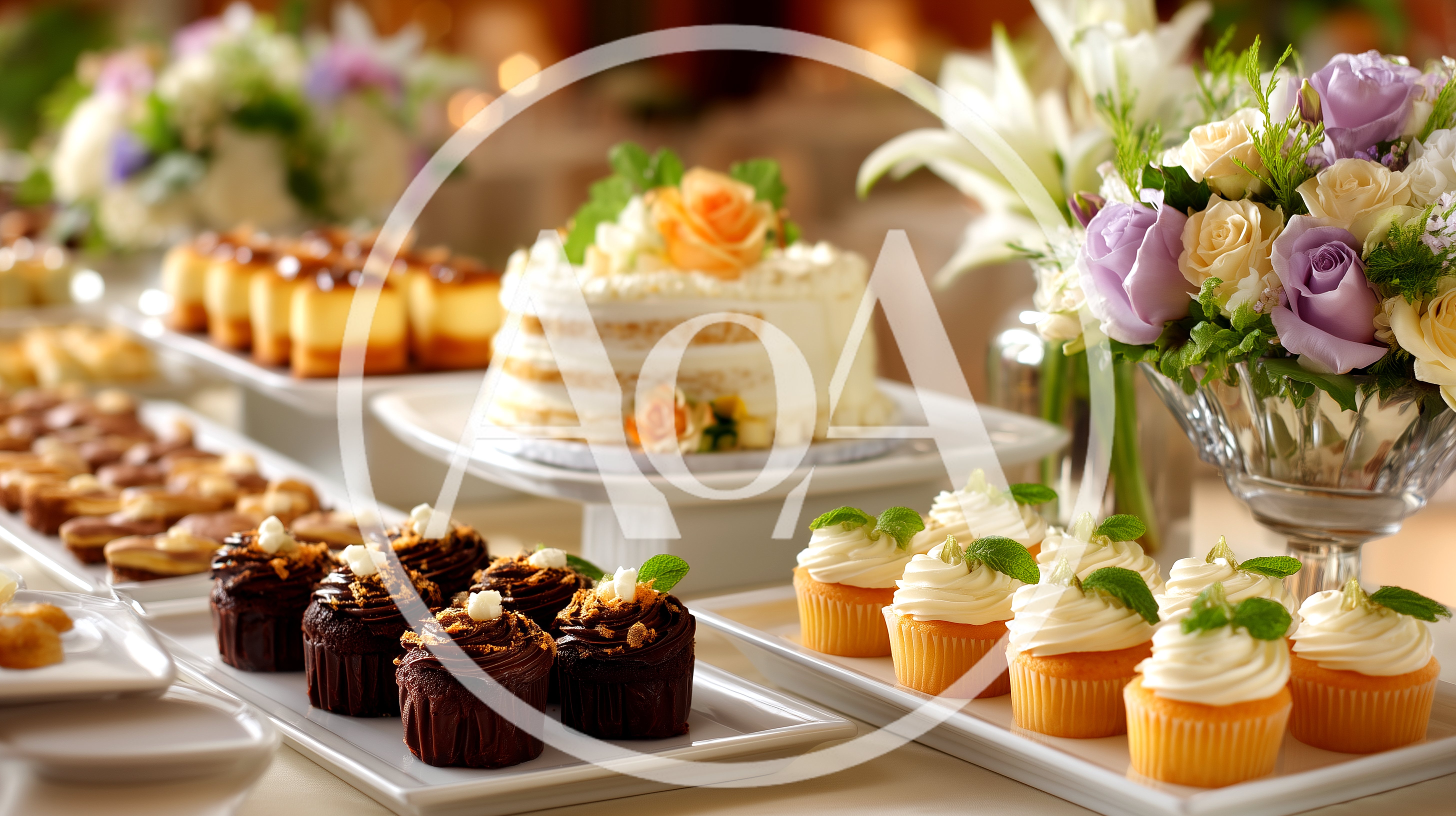 Elegant Dessert Buffet Table With Cakes And Cupcakes