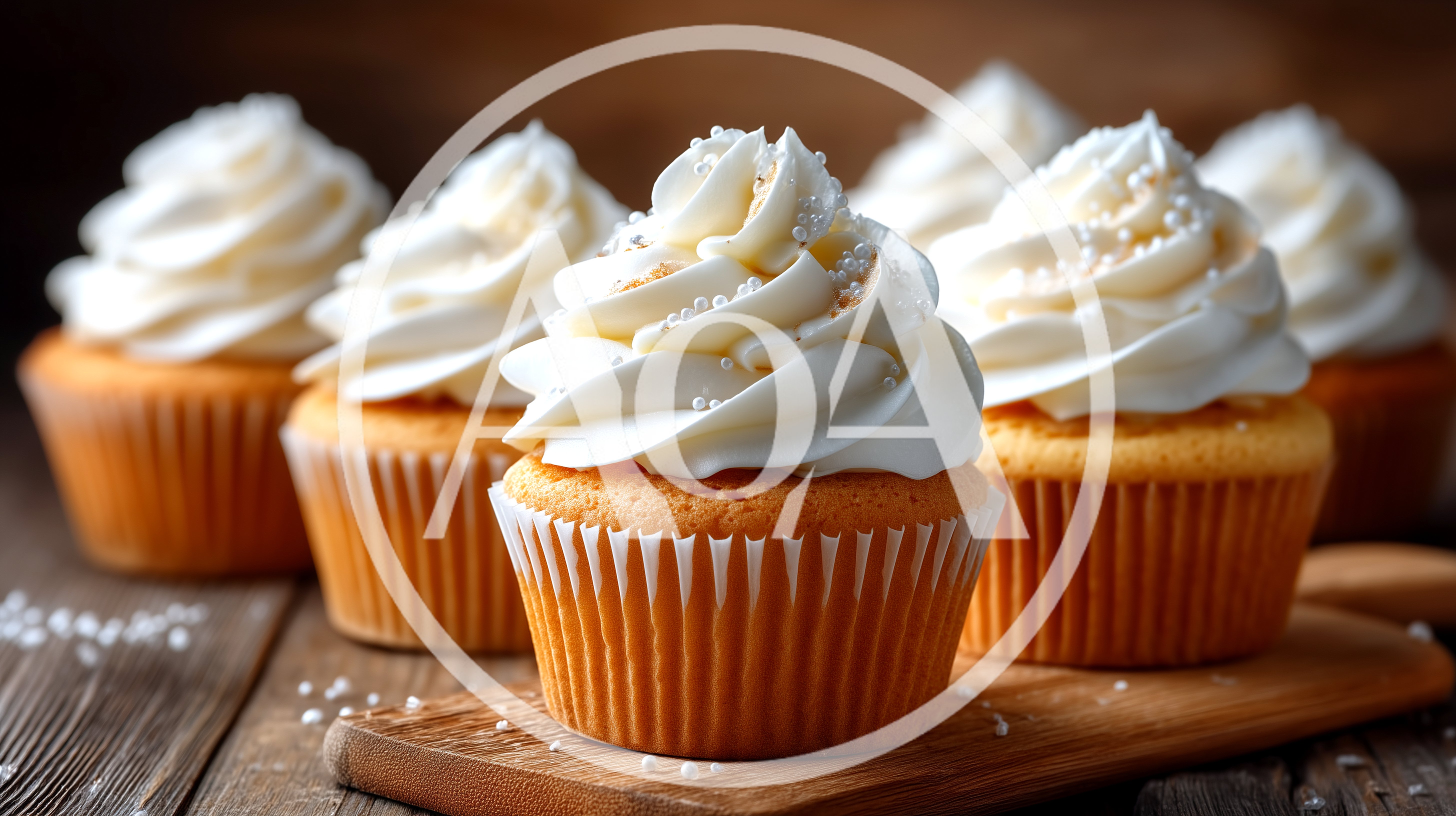 Freshly Baked Vanilla Cupcakes With White Frosting