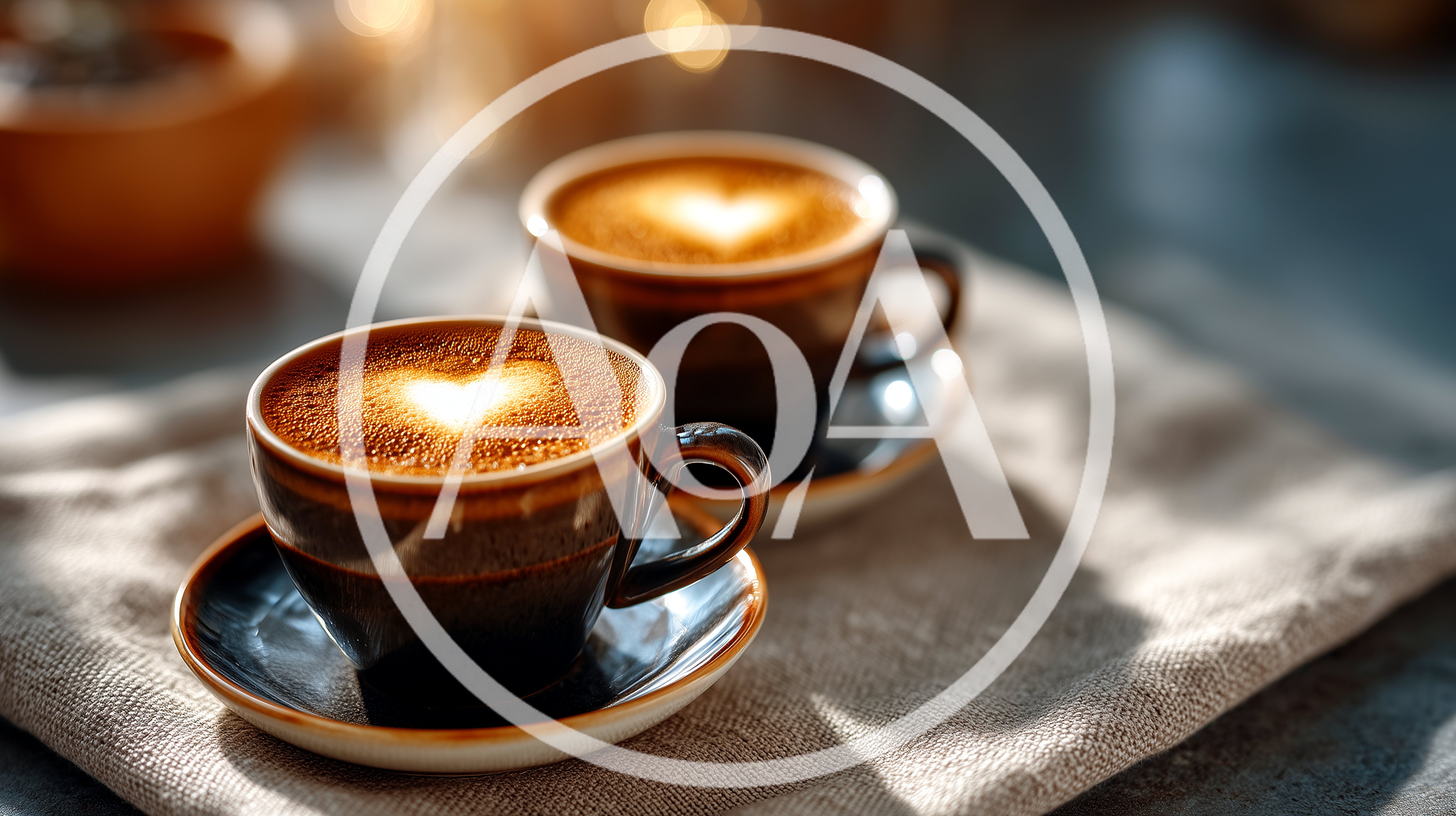 Two Cups Of Coffee With Heart Latte Art