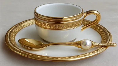 Elegant Gold Trimmed Espresso Cup And Saucer Set