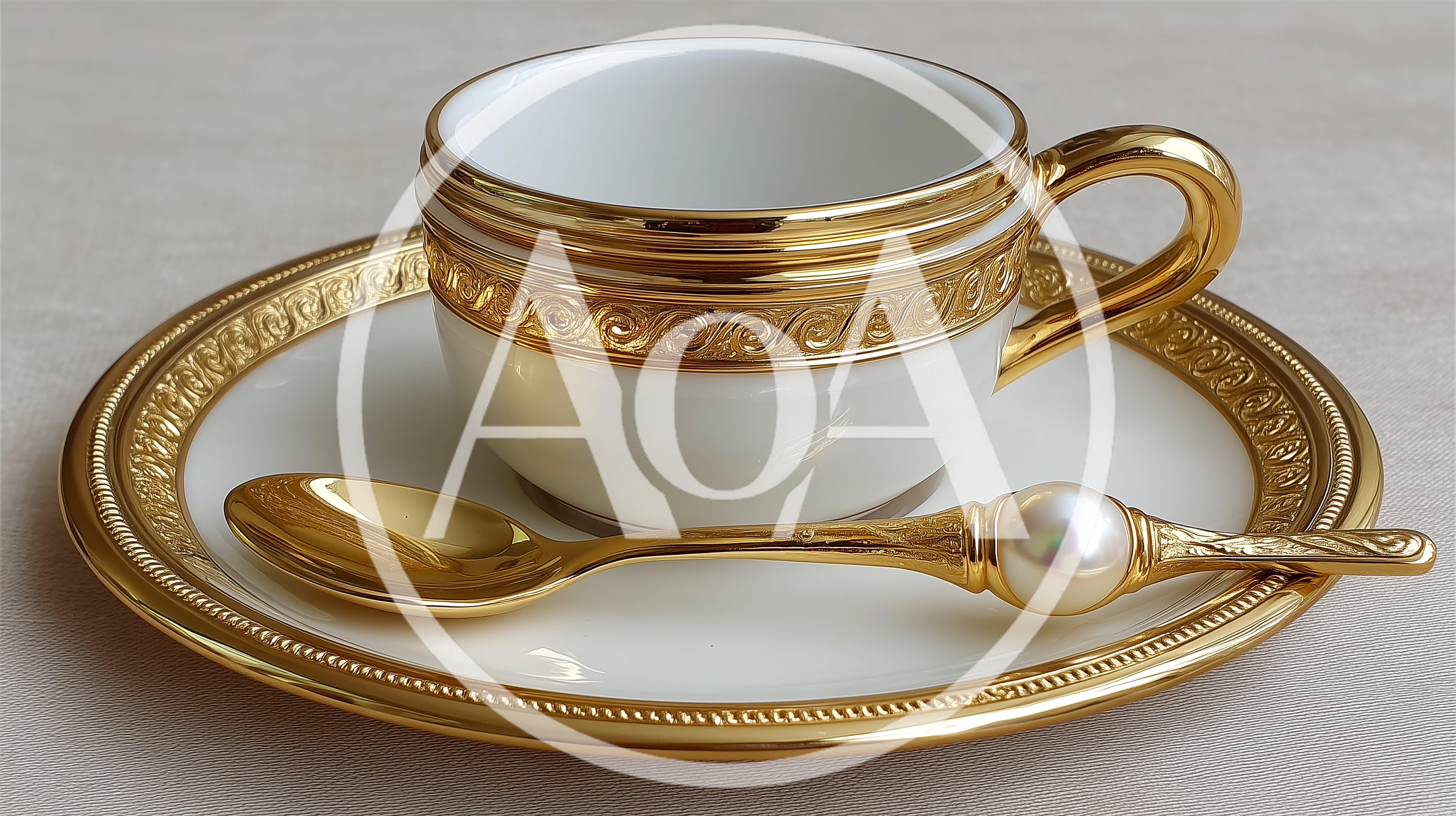 Elegant Gold Trimmed Espresso Cup And Saucer Set