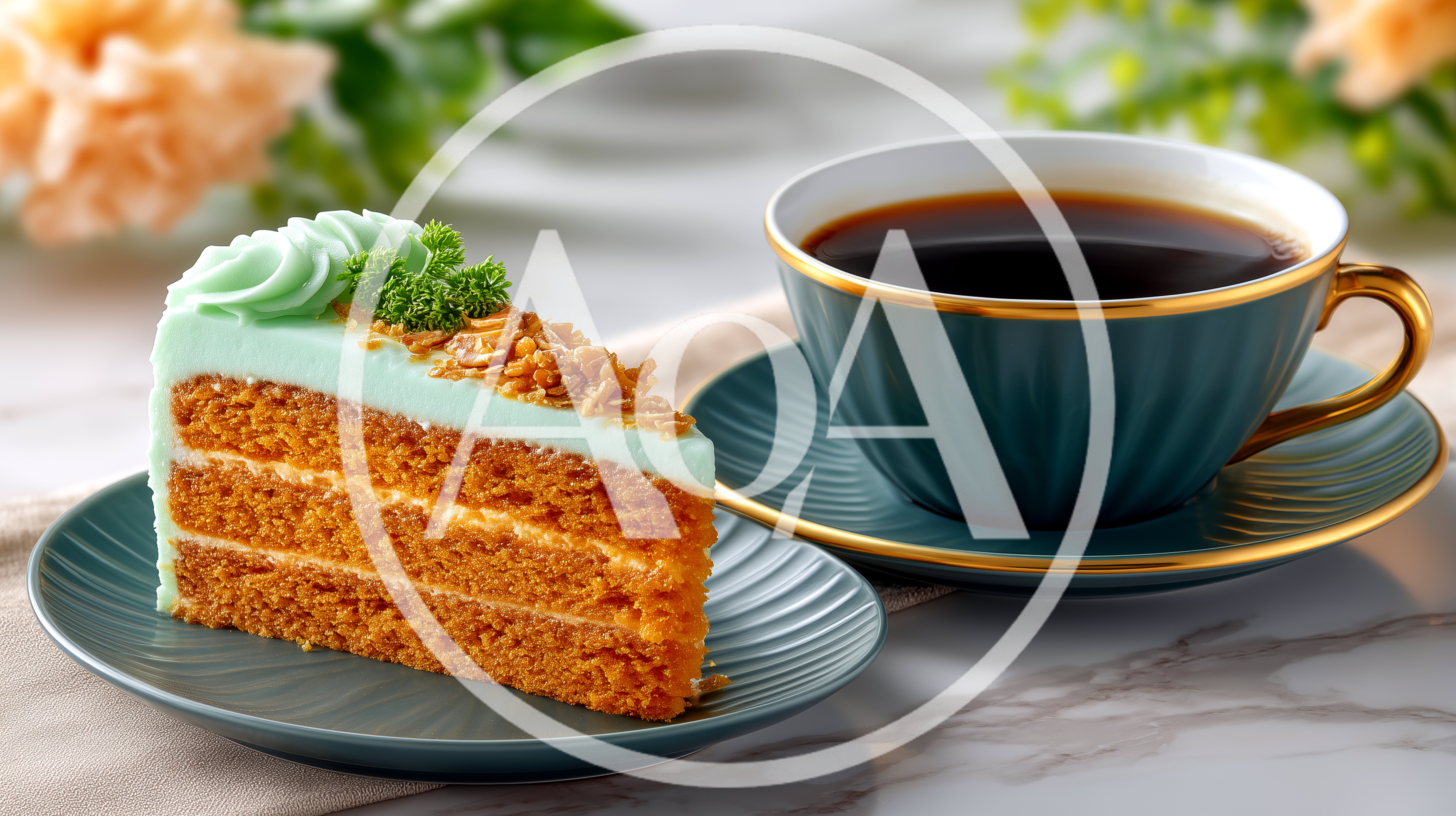 Slice Of Carrot Cake With A Cup Of Coffee