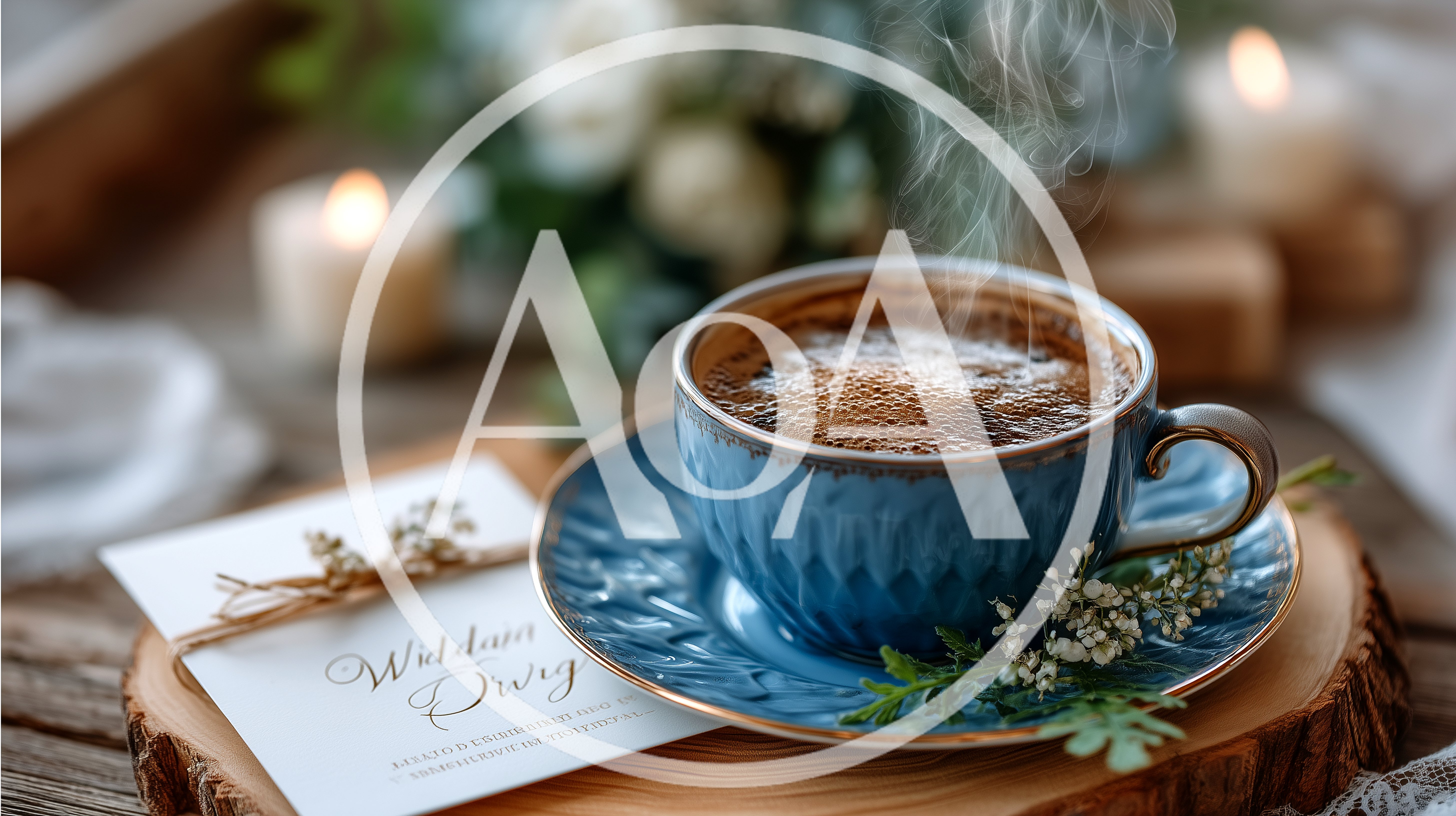 Steaming Cup Of Coffee On A Rustic Wooden Tray