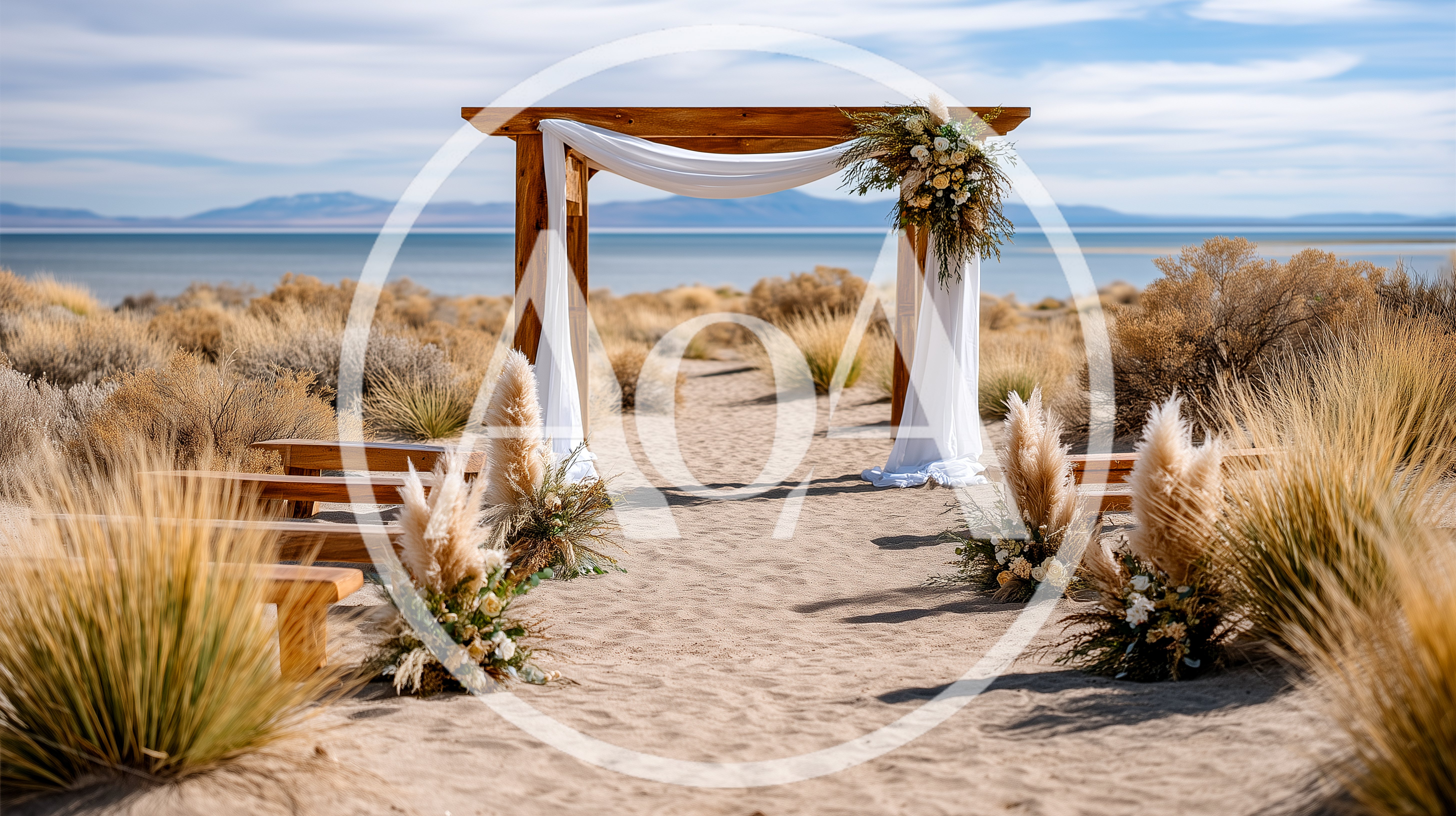Boho Wedding Arch Setup On A Desert Beach