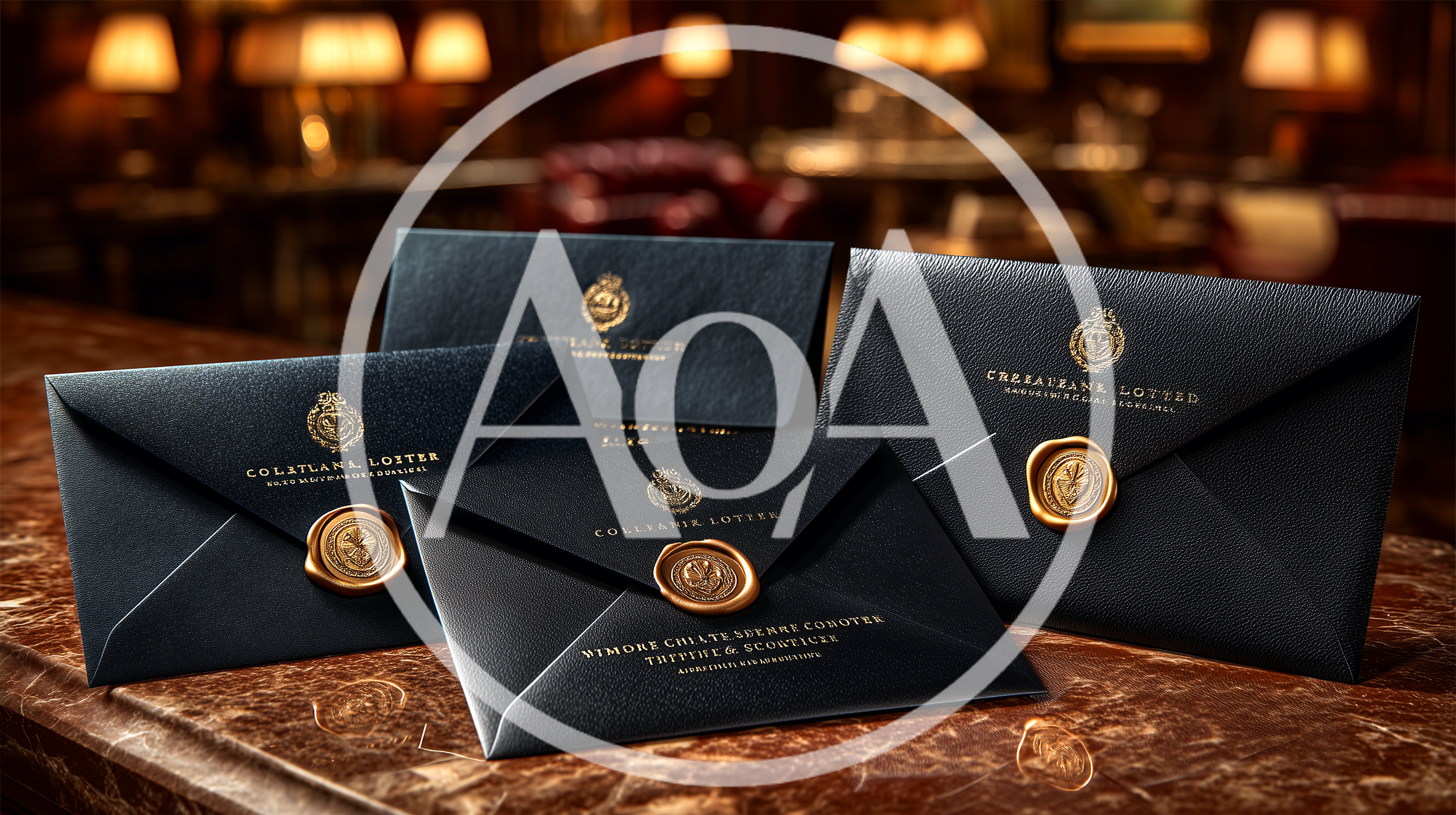 Elegant Black Envelopes With Gold Wax Seals