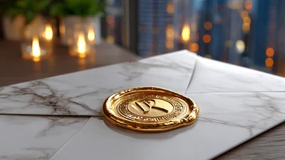 Marble Envelope With Gold Wax Seal