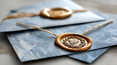 Blue Envelopes With Gold Wax Seals