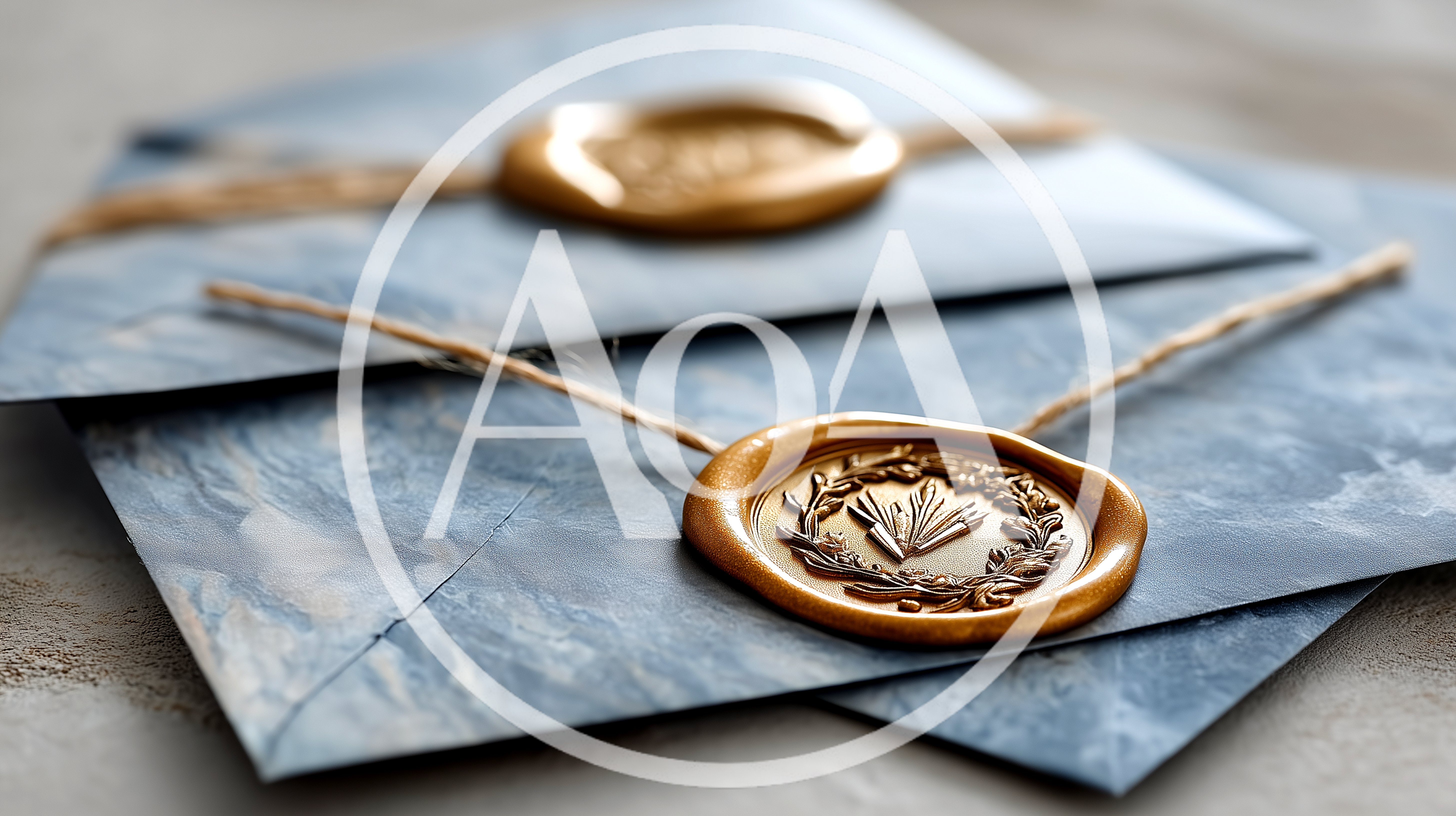Blue Envelopes With Gold Wax Seals