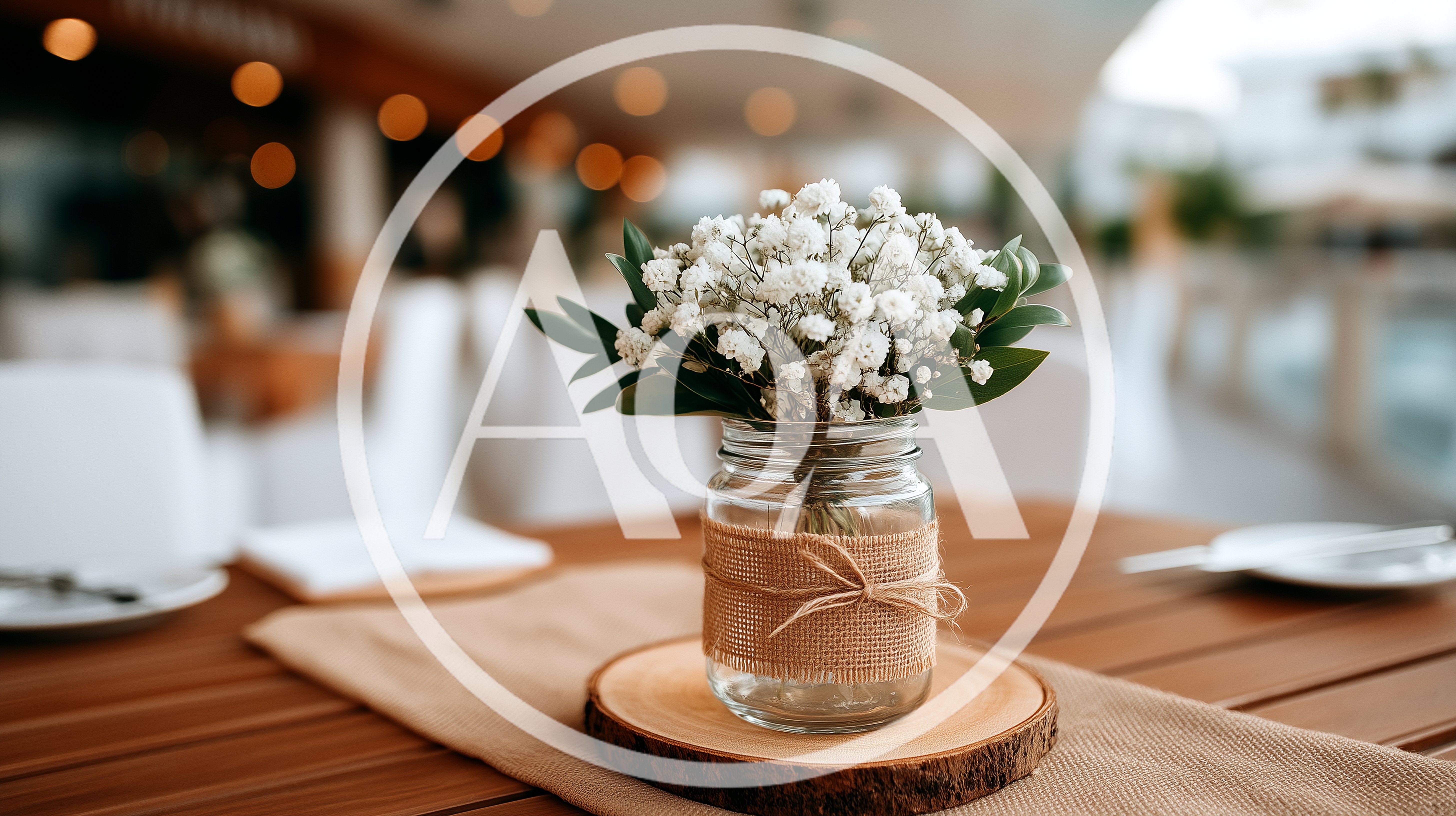 Rustic Mason Jar Centerpiece With Baby Breath Flowers