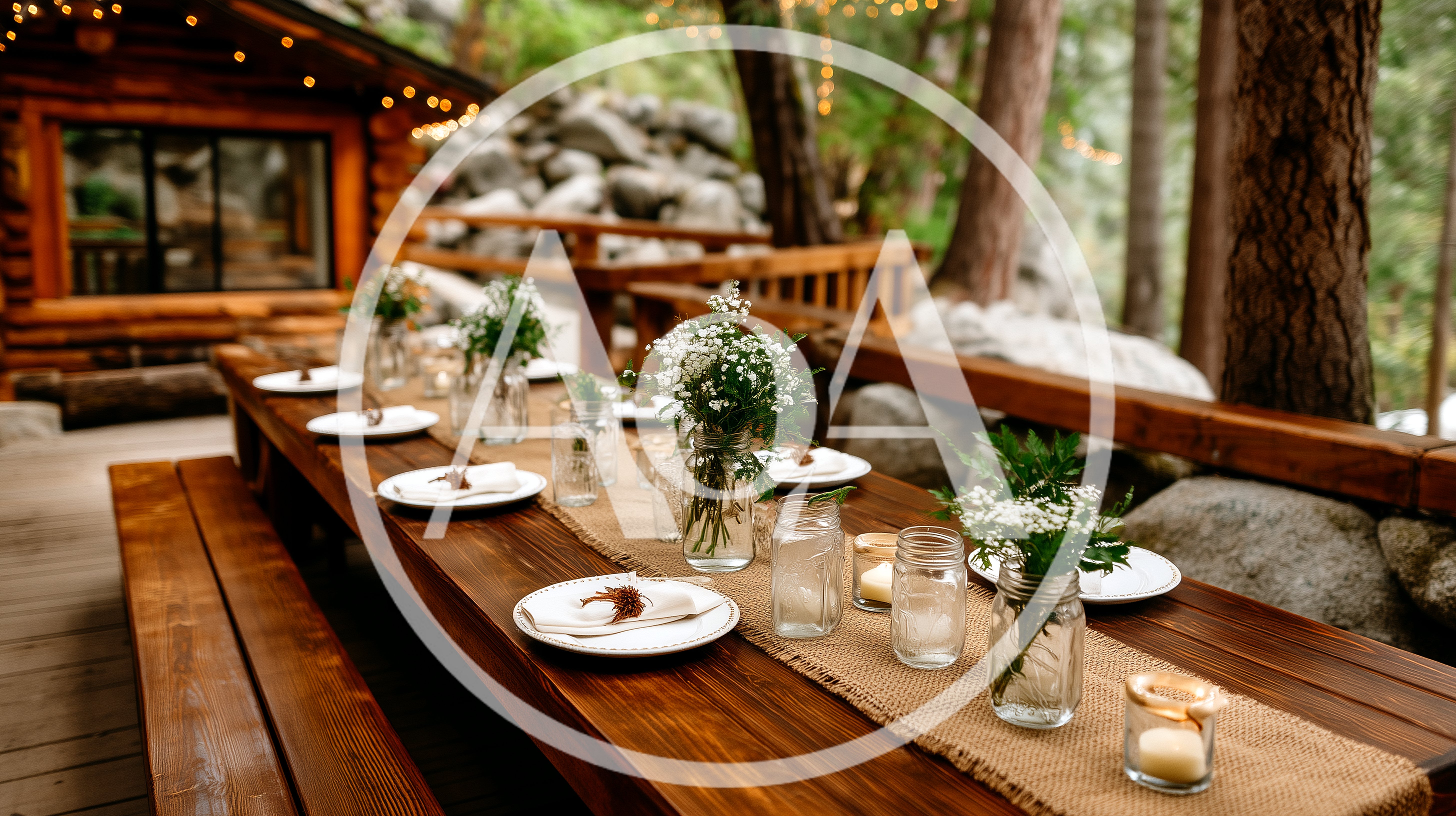 Rustic Outdoor Wedding Reception Table Setting