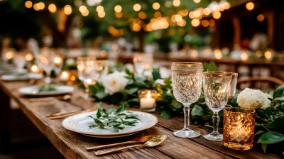 Elegant Outdoor Wedding Reception Table Setting