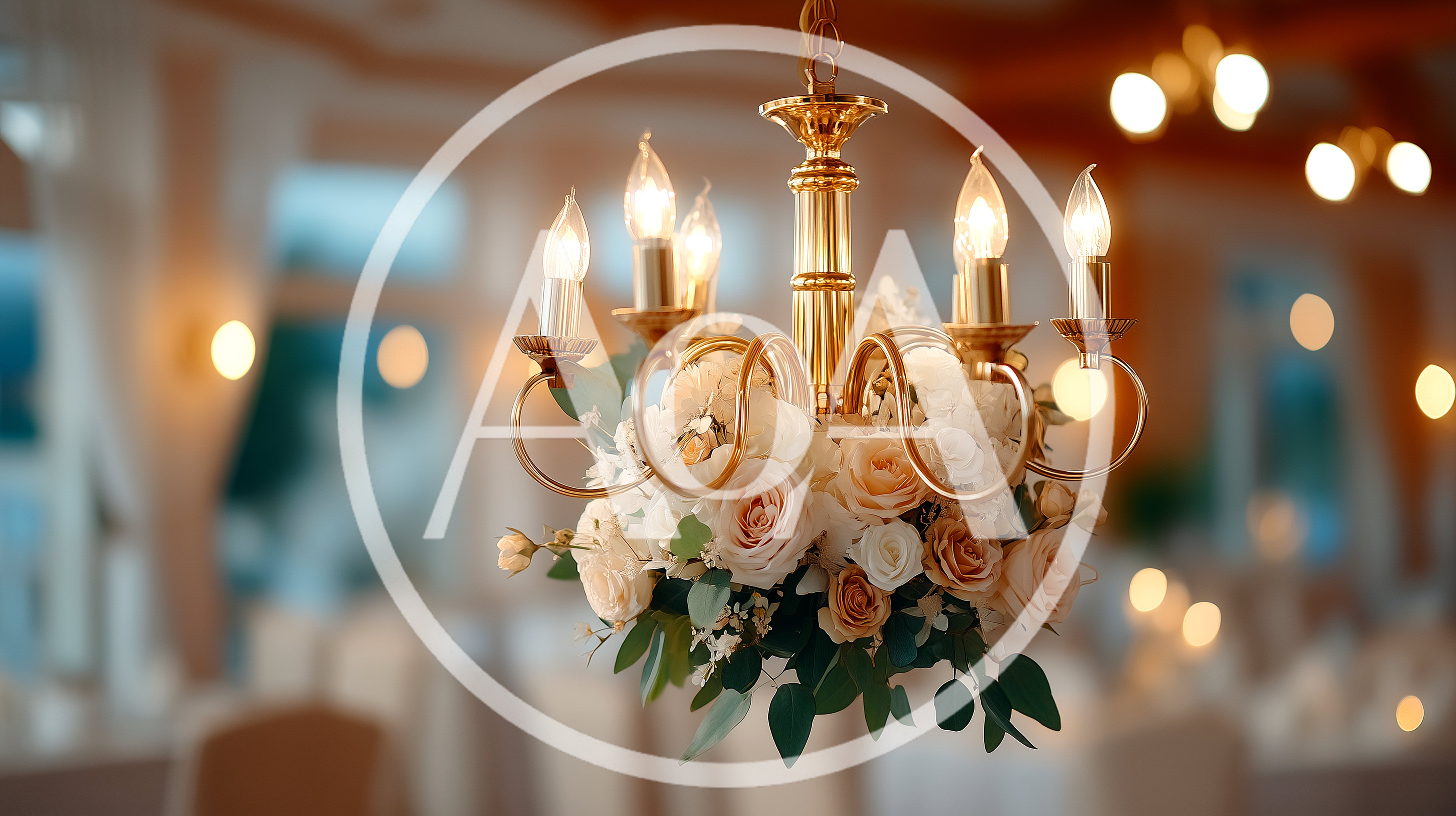 Elegant Chandelier Decorated With Fresh Floral Arrangement