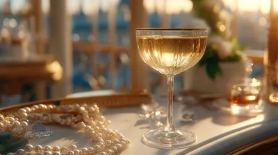Elegant Champagne Coupe Glass On A Sunny Table