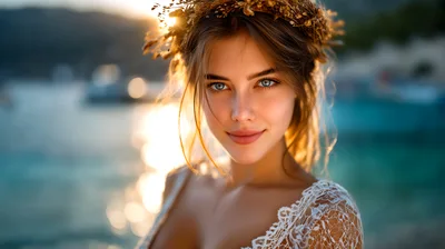 Portrait Of A Beautiful Bride With Floral Crown
