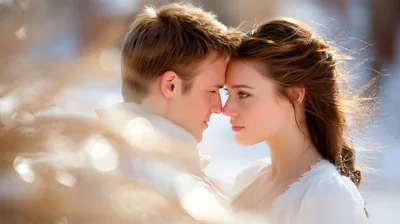 Young Couple Sharing An Intimate Moment Outdoors