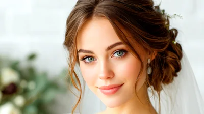 Portrait Of A Beautiful Bride With Elegant Hairstyle