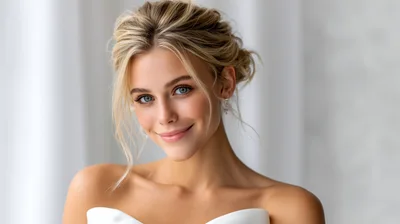 Beautiful Blonde Bride With Elegant Updo Hairstyle