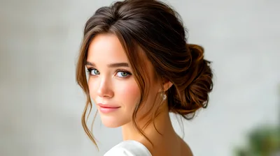 Portrait Of A Beautiful Woman With Elegant Updo Hairstyle